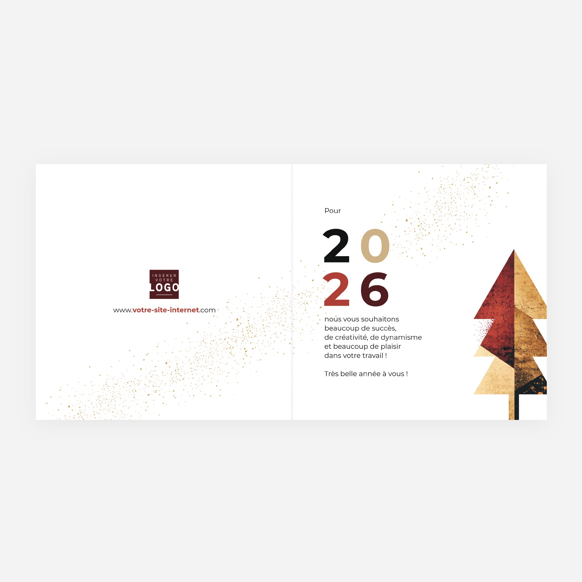 Prestige de Noël | Vœux professionnels • Carte de voeux dorure • Carré double photo N° 2