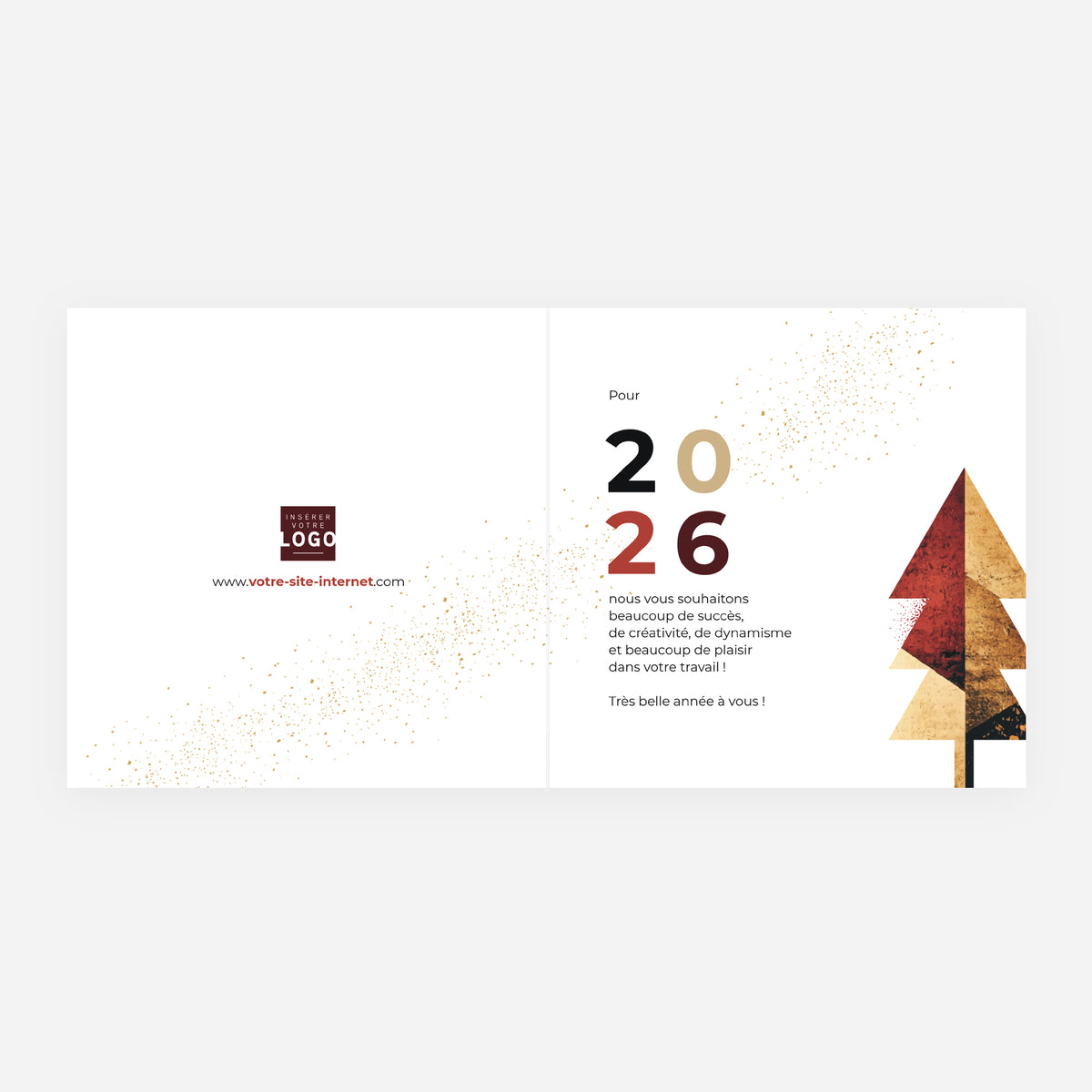 Prestige de Noël | Vœux professionnels • Carte de voeux dorure • Carré double photo N° 2
