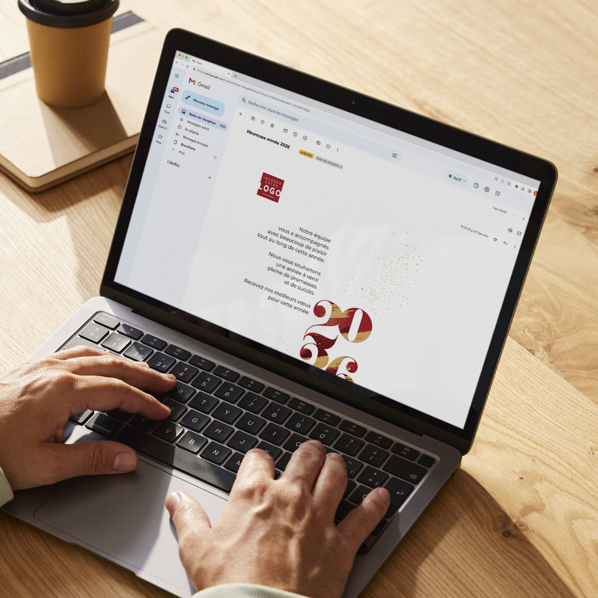 Bordeaux & Or | Vœux professionnels • Carte virtuelle • eCard Image photo N° 3