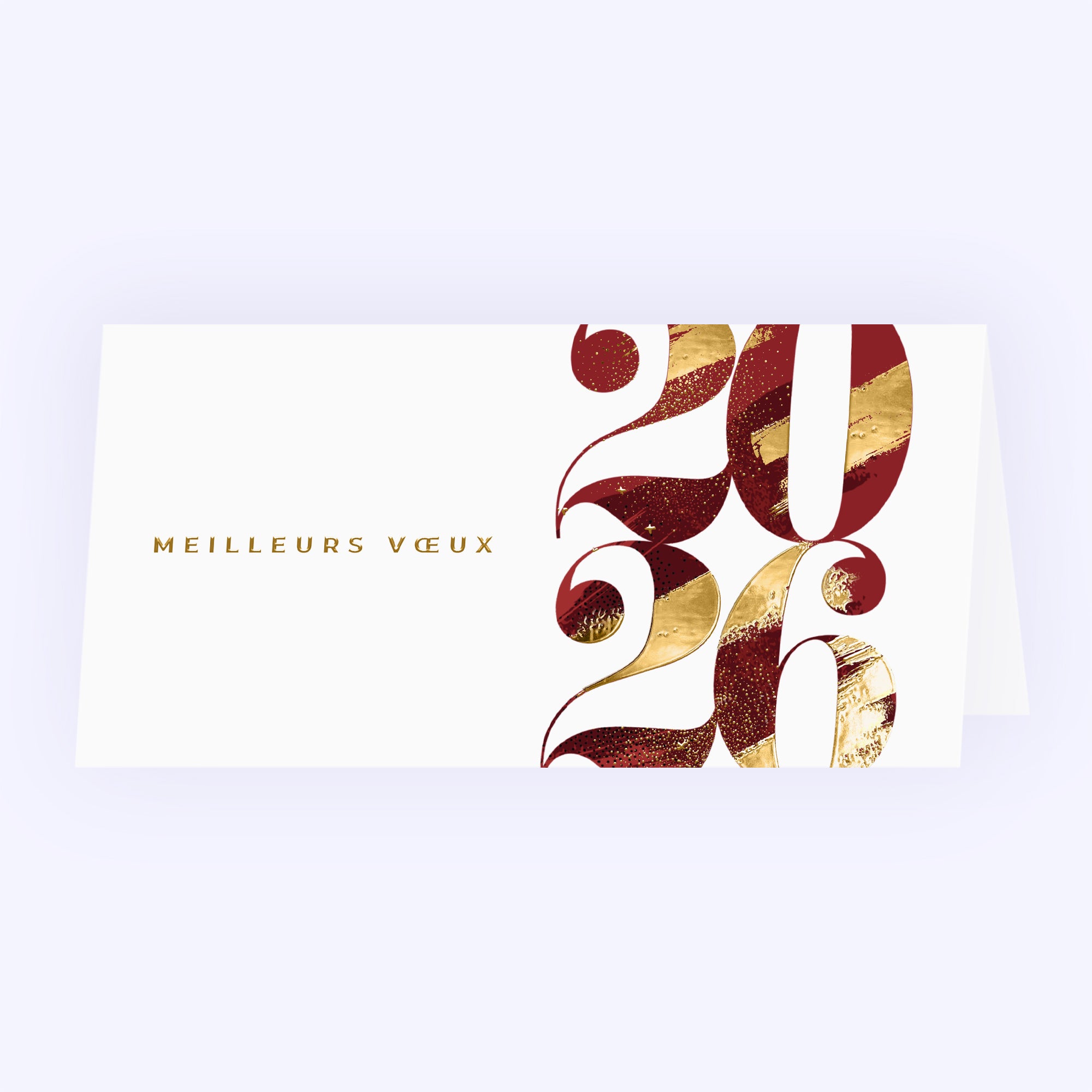 Bordeaux & Or | Vœux professionnels • Carte de voeux dorure • Rectangle double photo N° 1