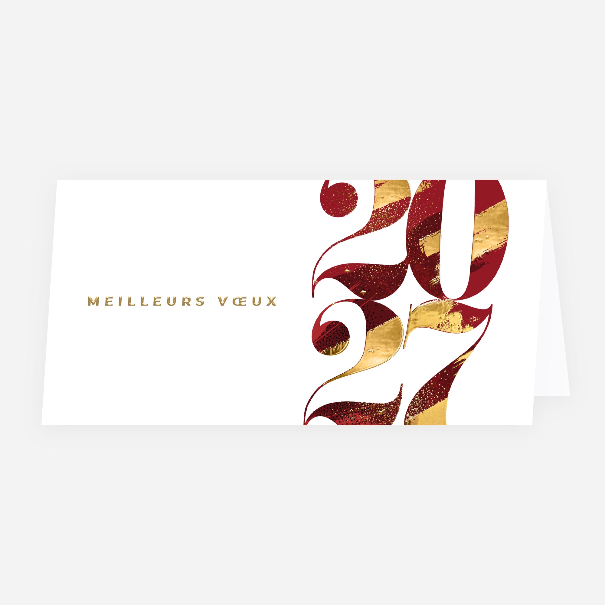 Bordeaux & Or | Vœux professionnels • Carte de voeux dorure • Rectangle double photo N° 1