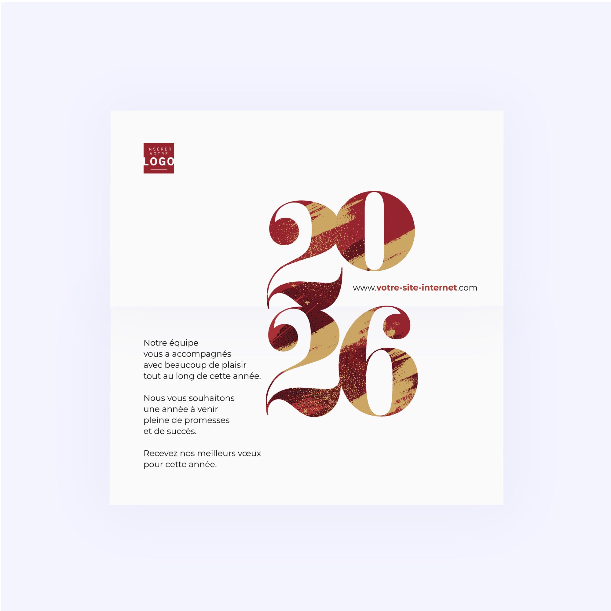 Bordeaux & Or | Vœux professionnels • Carte de voeux dorure • Rectangle double photo N° 2