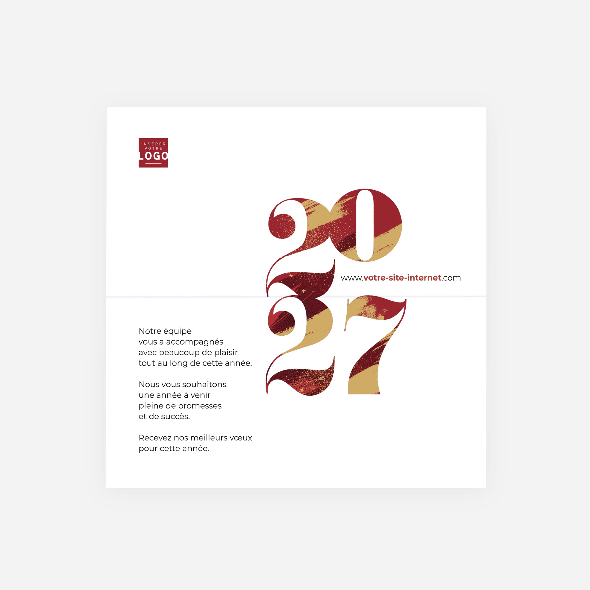 Bordeaux & Or | Vœux professionnels • Carte de voeux dorure • Rectangle double photo N° 2