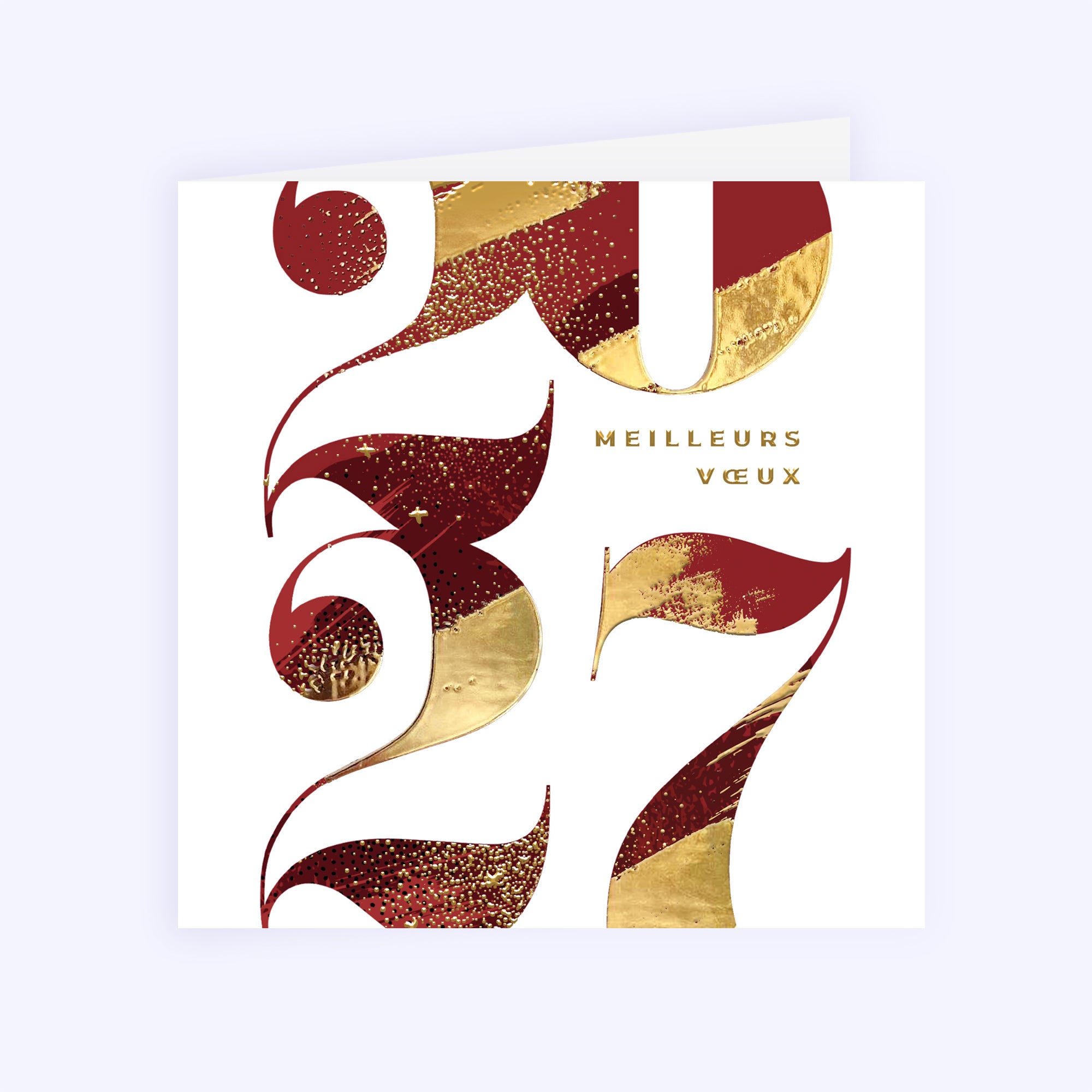 Bordeaux & Or | Vœux professionnels • Carte de voeux dorure • Carré double photo N° 1