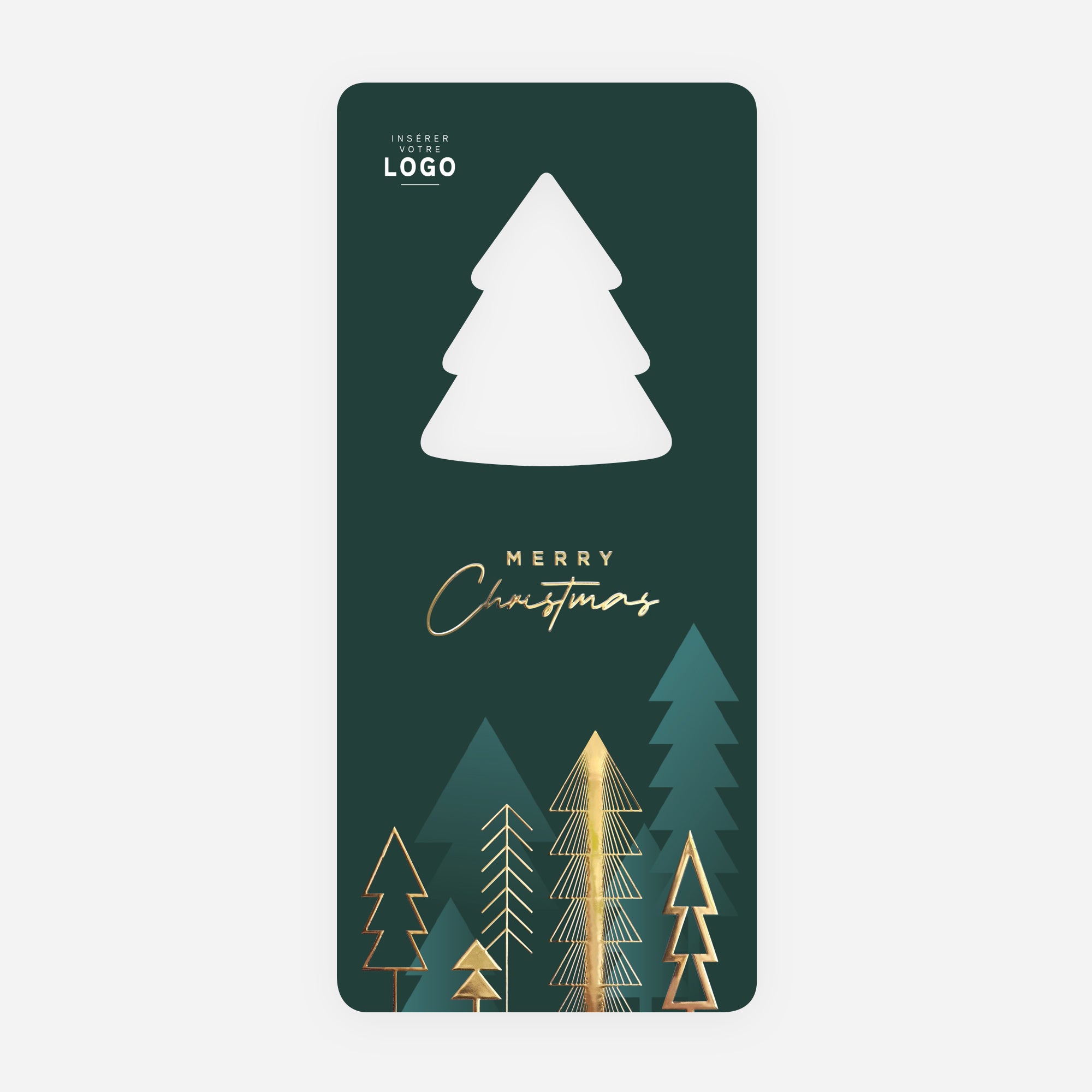 Sapins d’exception | Vœux professionnels • Carte de voeux dorure • Vertical sapin photo N° 1