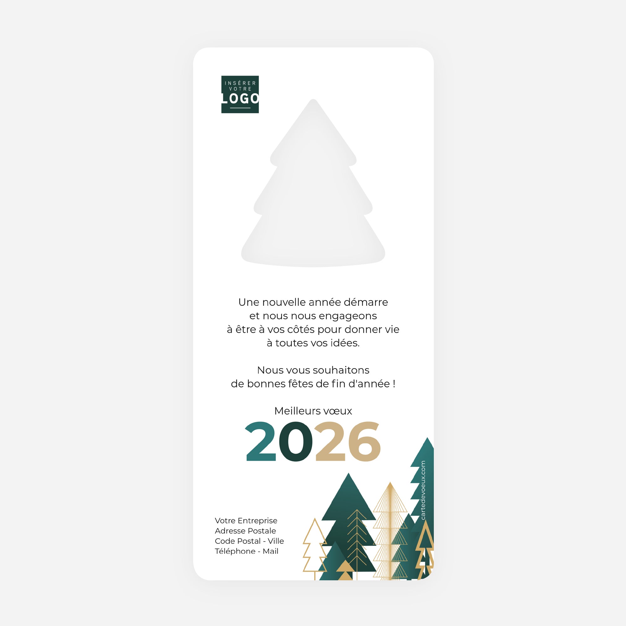 Sapins d’exception | Vœux professionnels • Carte de voeux dorure • Vertical sapin photo N° 2