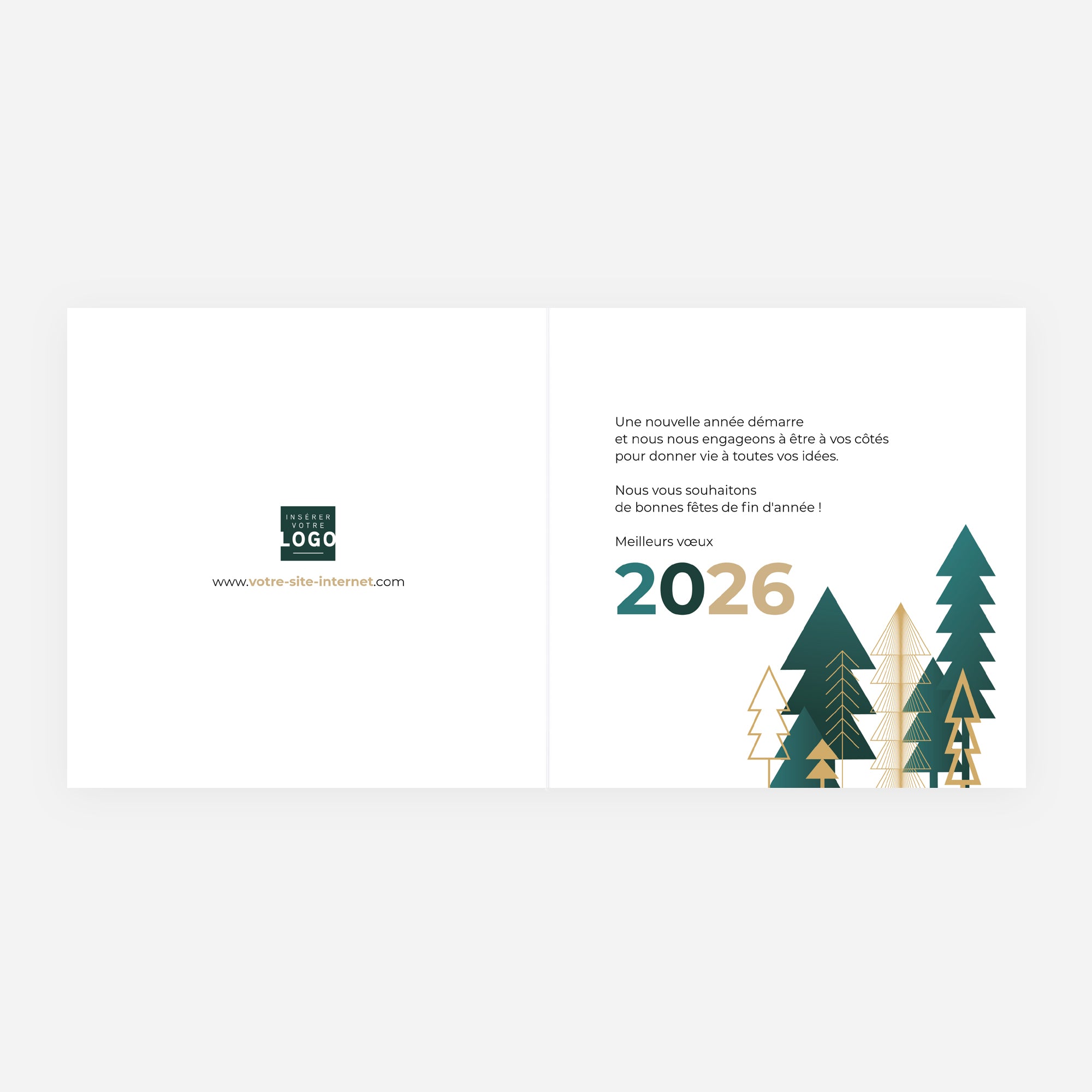 Sapins d’exception | Vœux professionnels • Carte de voeux dorure • Carré double photo N° 2