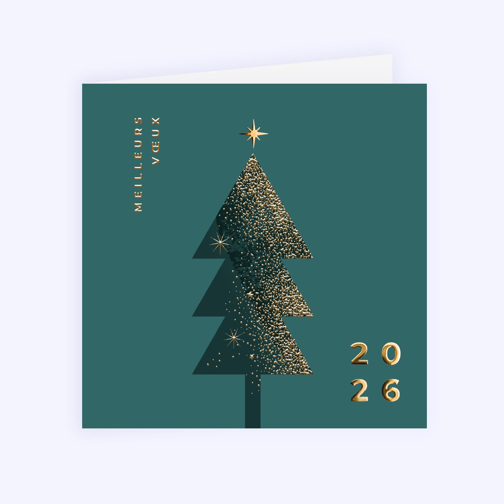 L'éclat du sapin | Vœux professionnels • Carte de voeux dorure • Carré double photo N° 1