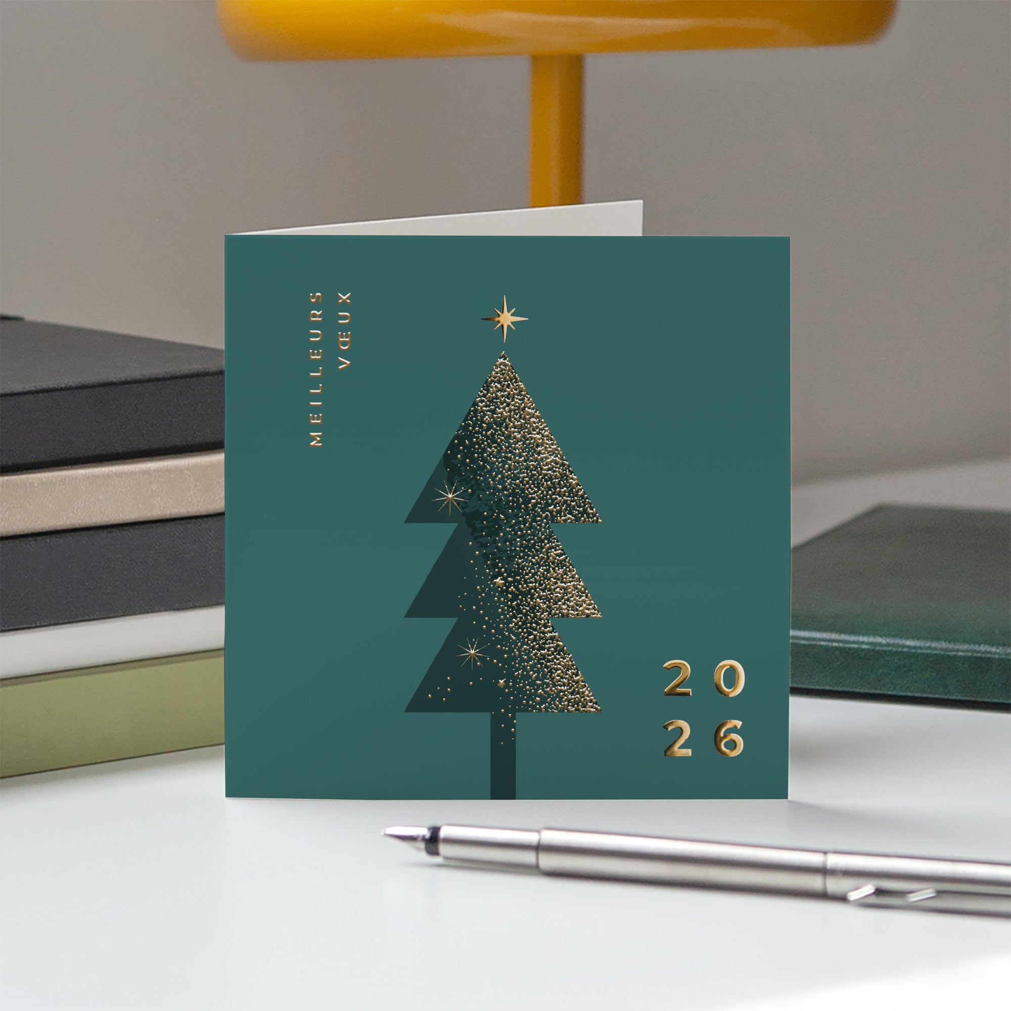 L'éclat du sapin | Vœux professionnels • Carte de voeux dorure • Carré double photo N° 5