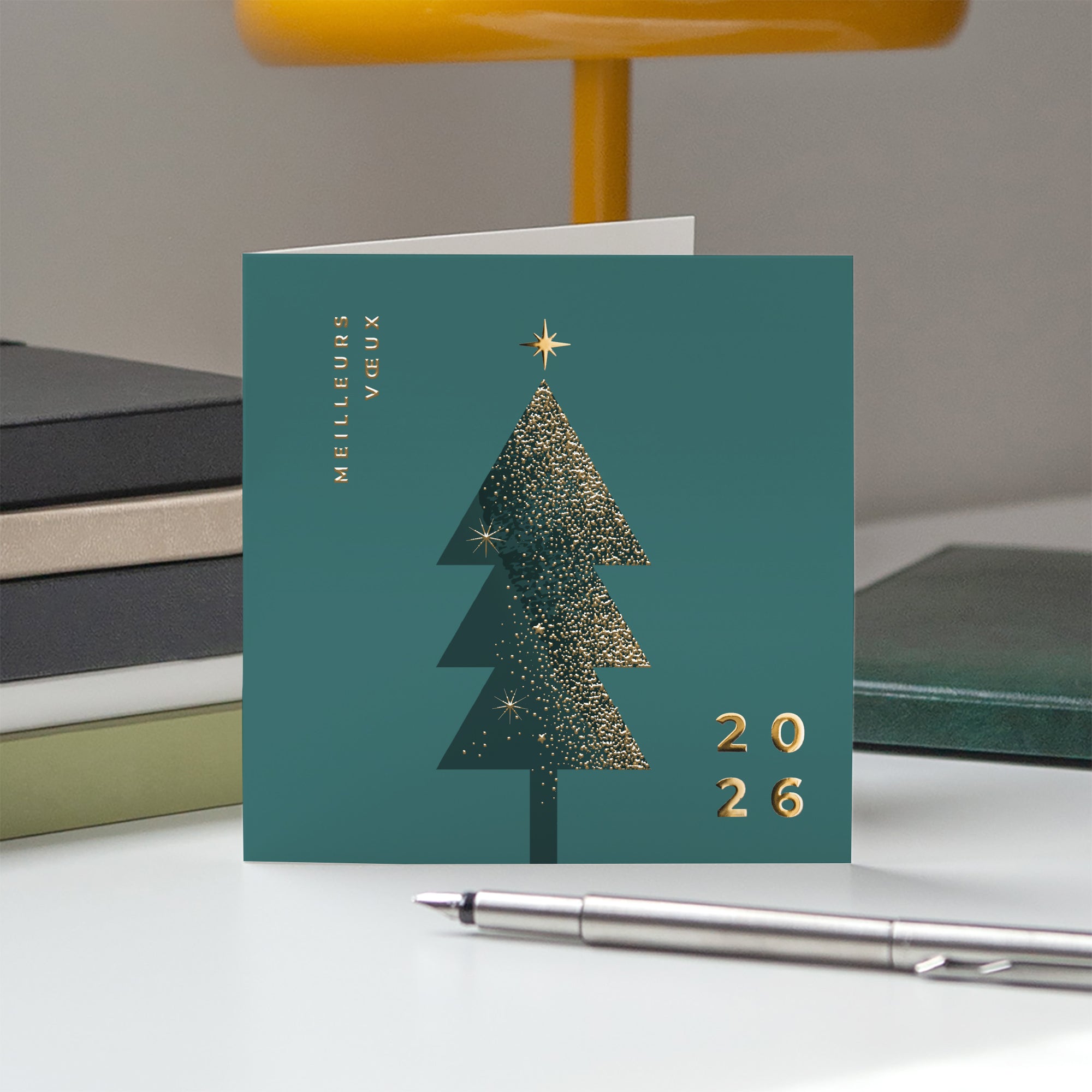 L'éclat du sapin | Vœux professionnels • Carte de voeux dorure • Carré double photo N° 5