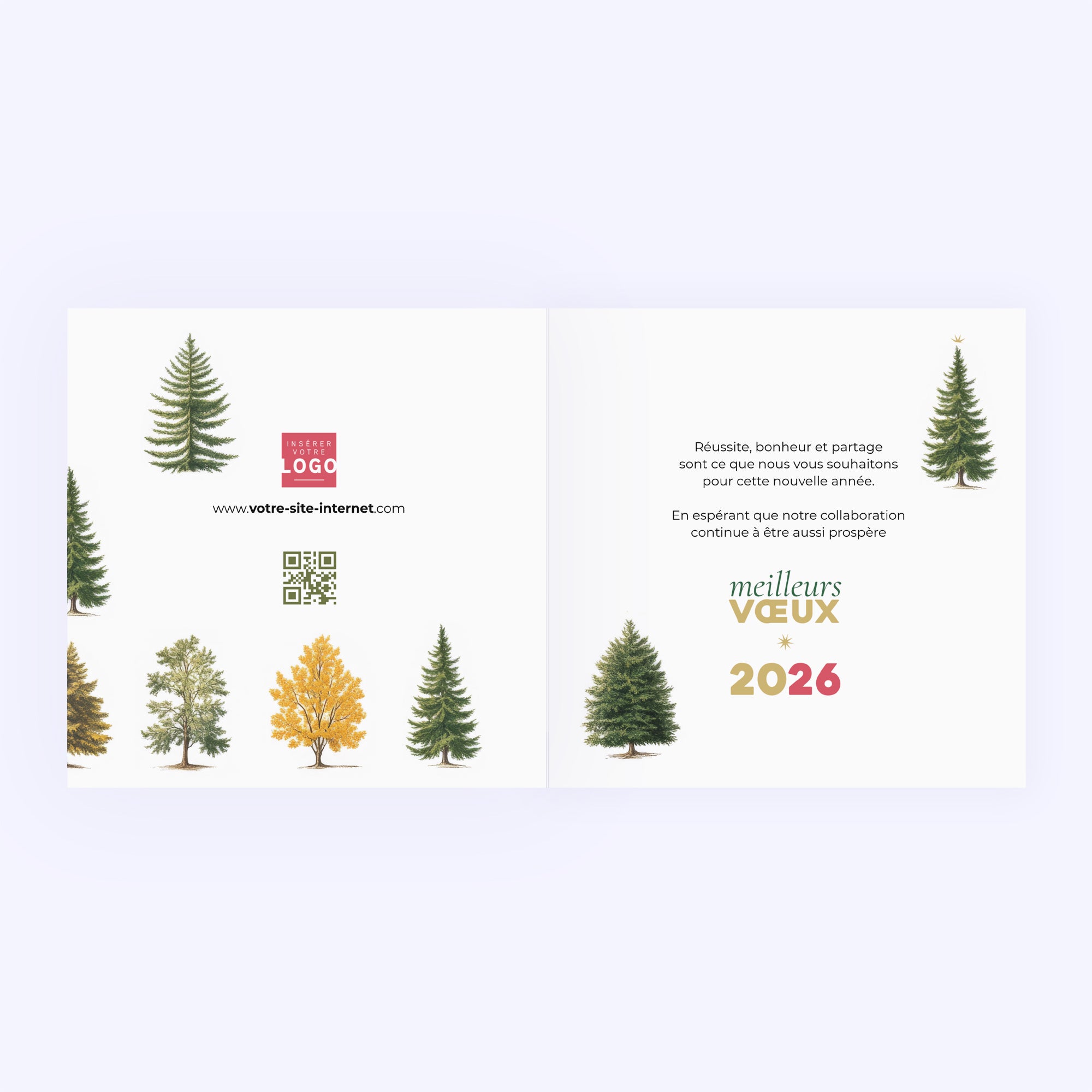 Multi sapins | Vœux professionnels • Carte de voeux • Carré double photo N° 2