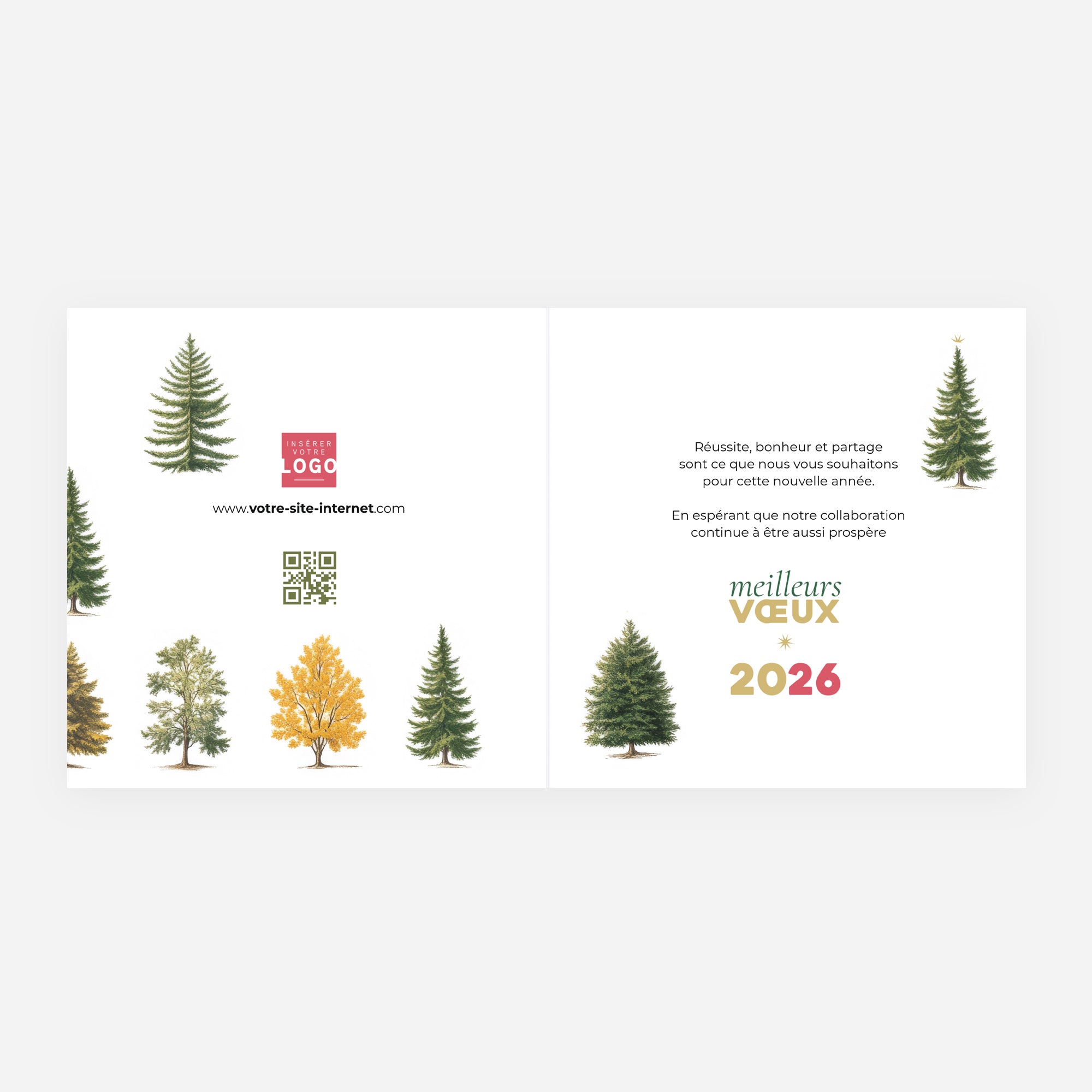 Multi sapins | Vœux professionnels • Carte de voeux • Carré double photo N° 2