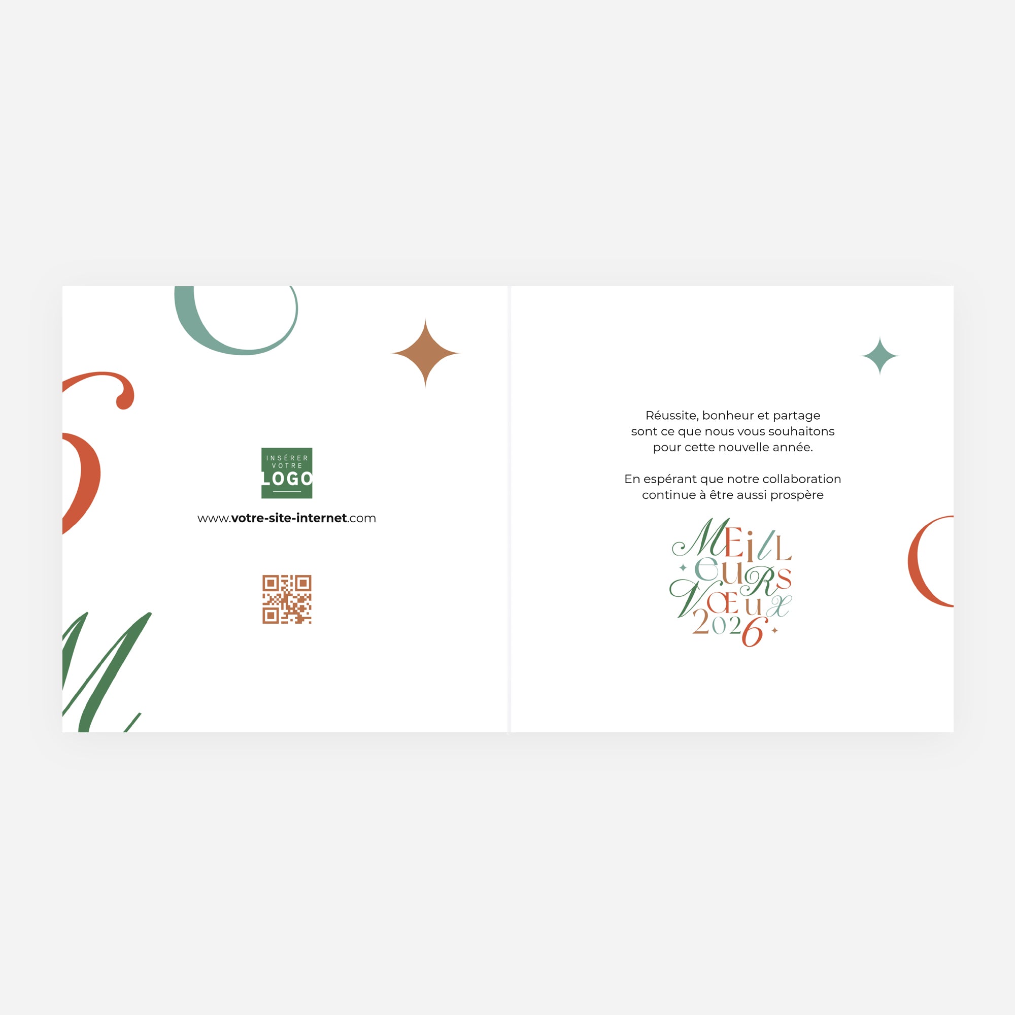 Multi typos | Vœux professionnels • Carte de voeux • Carré double photo N° 2