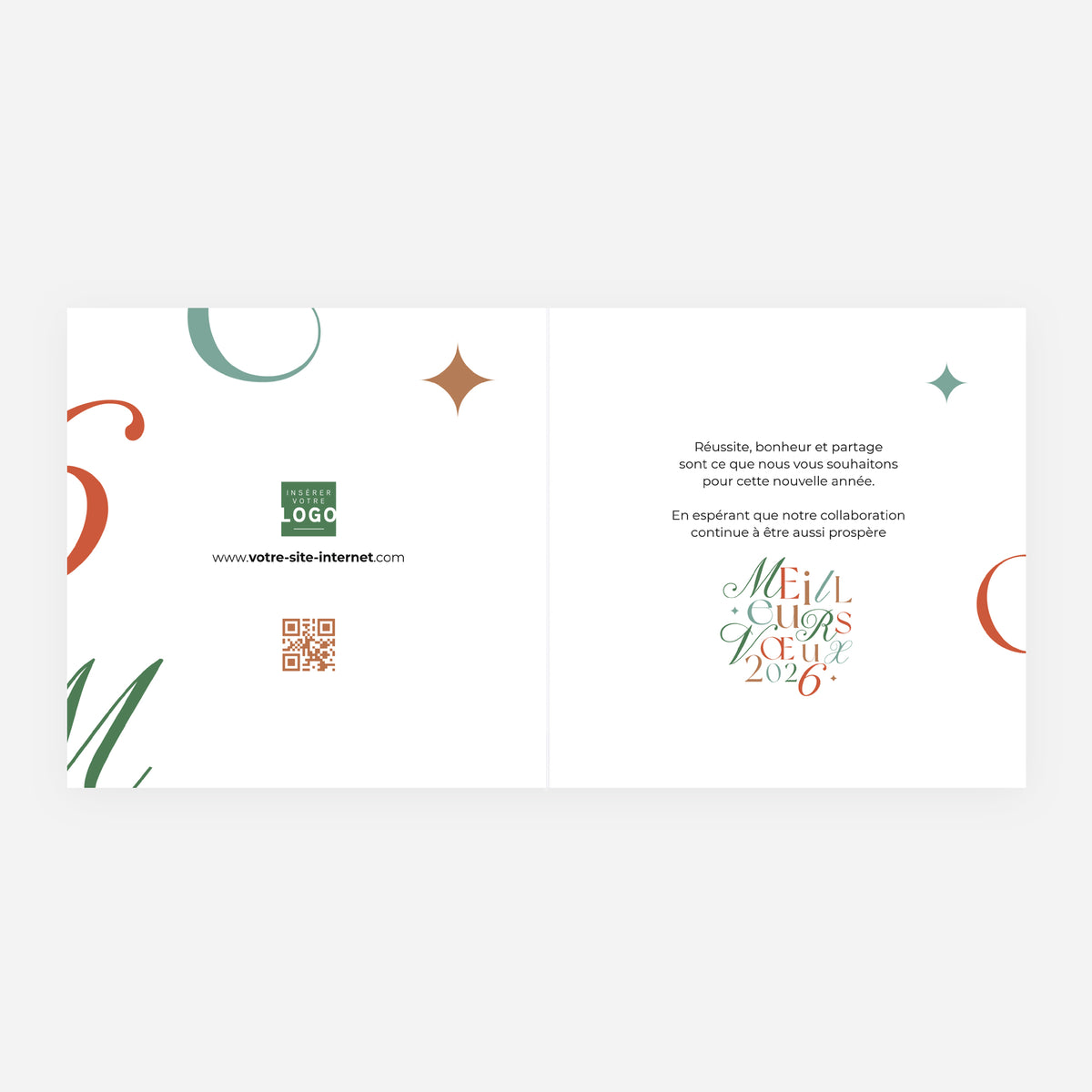 Multi typos | Vœux professionnels • Carte de voeux • Carré double photo N° 2