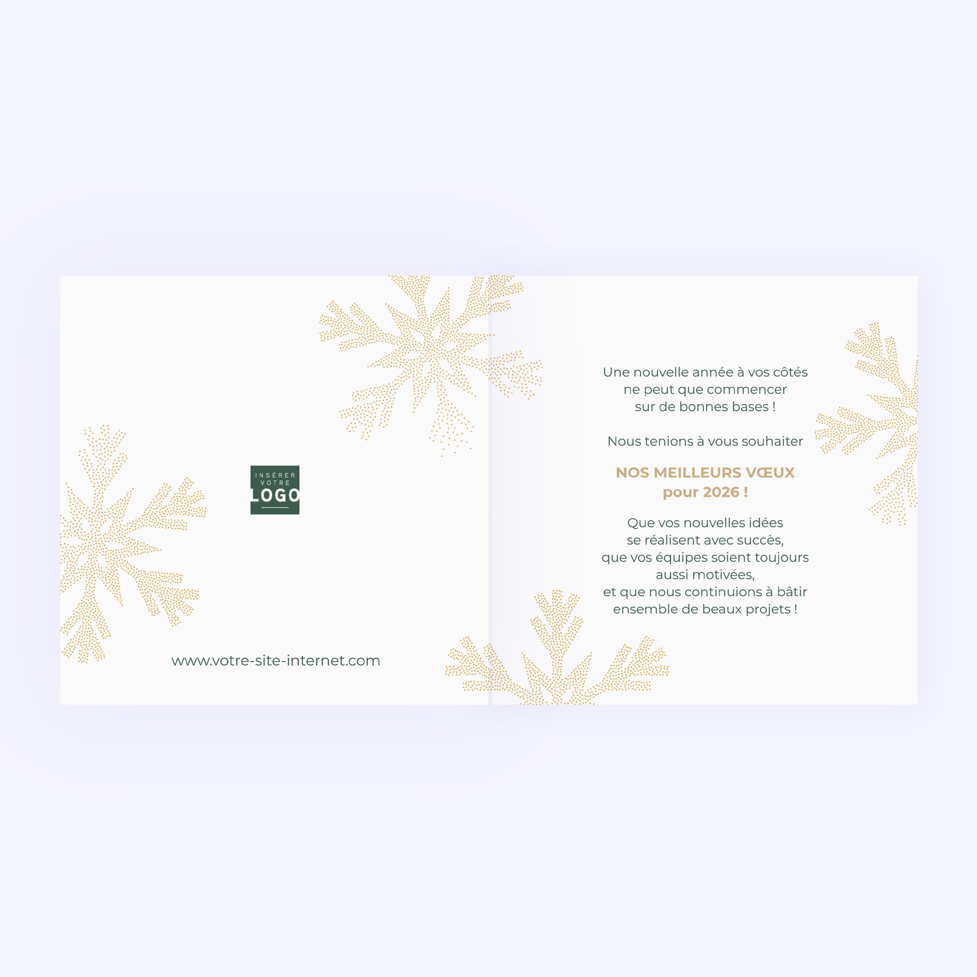 Flocons précieux | Vœux professionnels • Carte de voeux dorure • Carré double photo N° 2