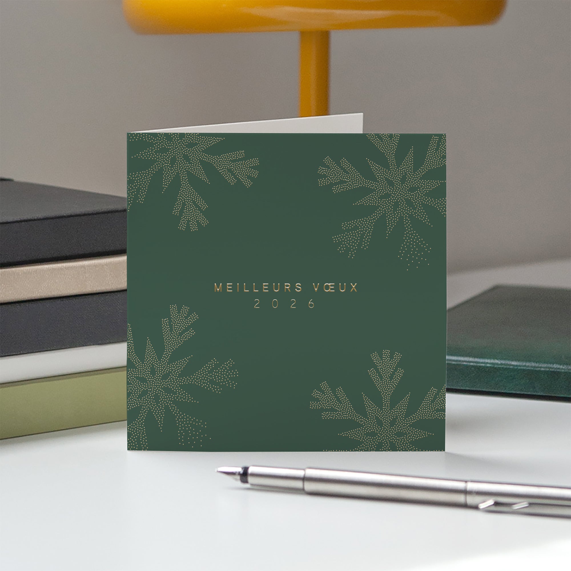 Flocons précieux | Vœux professionnels • Carte de voeux dorure • Carré double photo N° 5