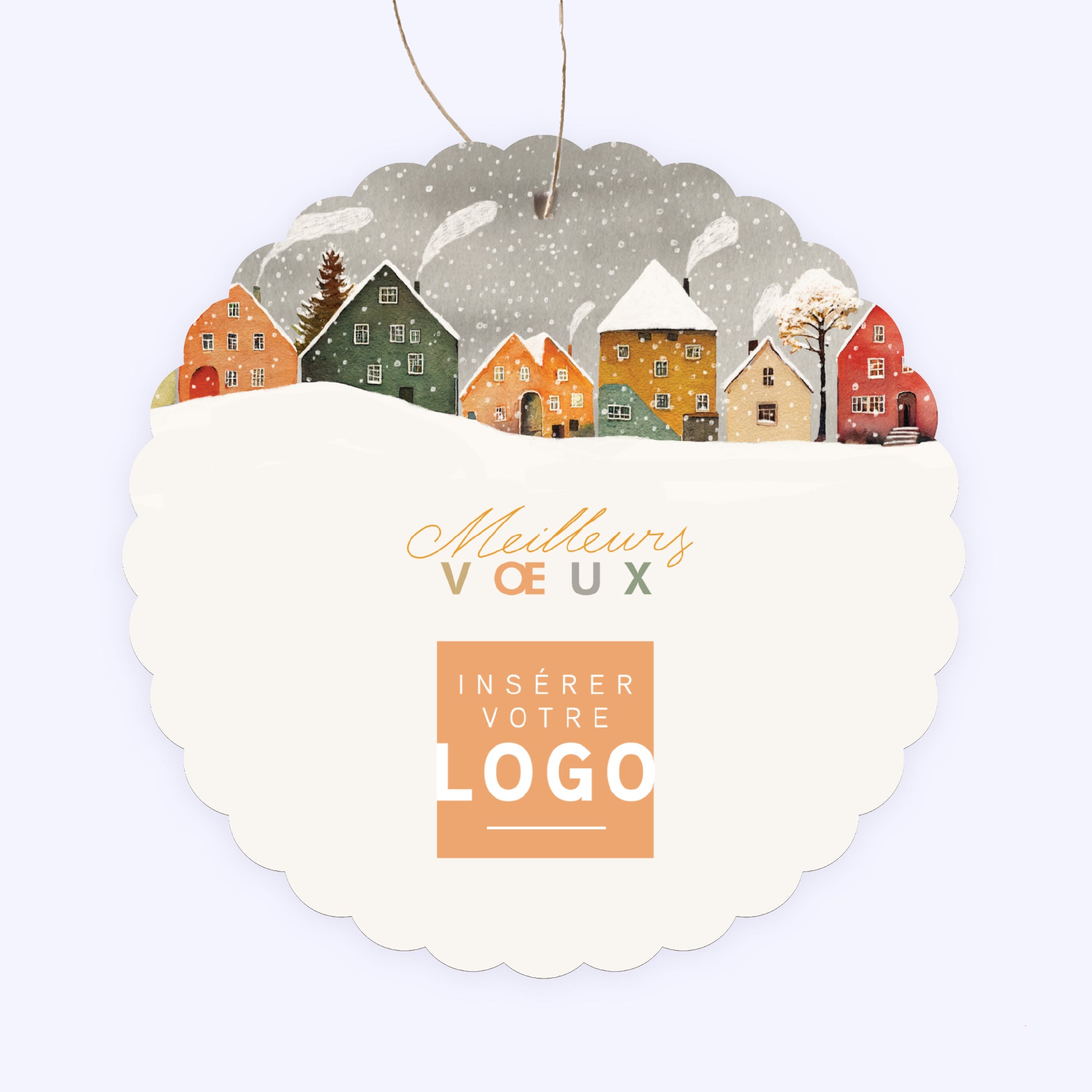 Neigeville | Vœux professionnels • Boule de Noël papier • Ronde photo N° 1