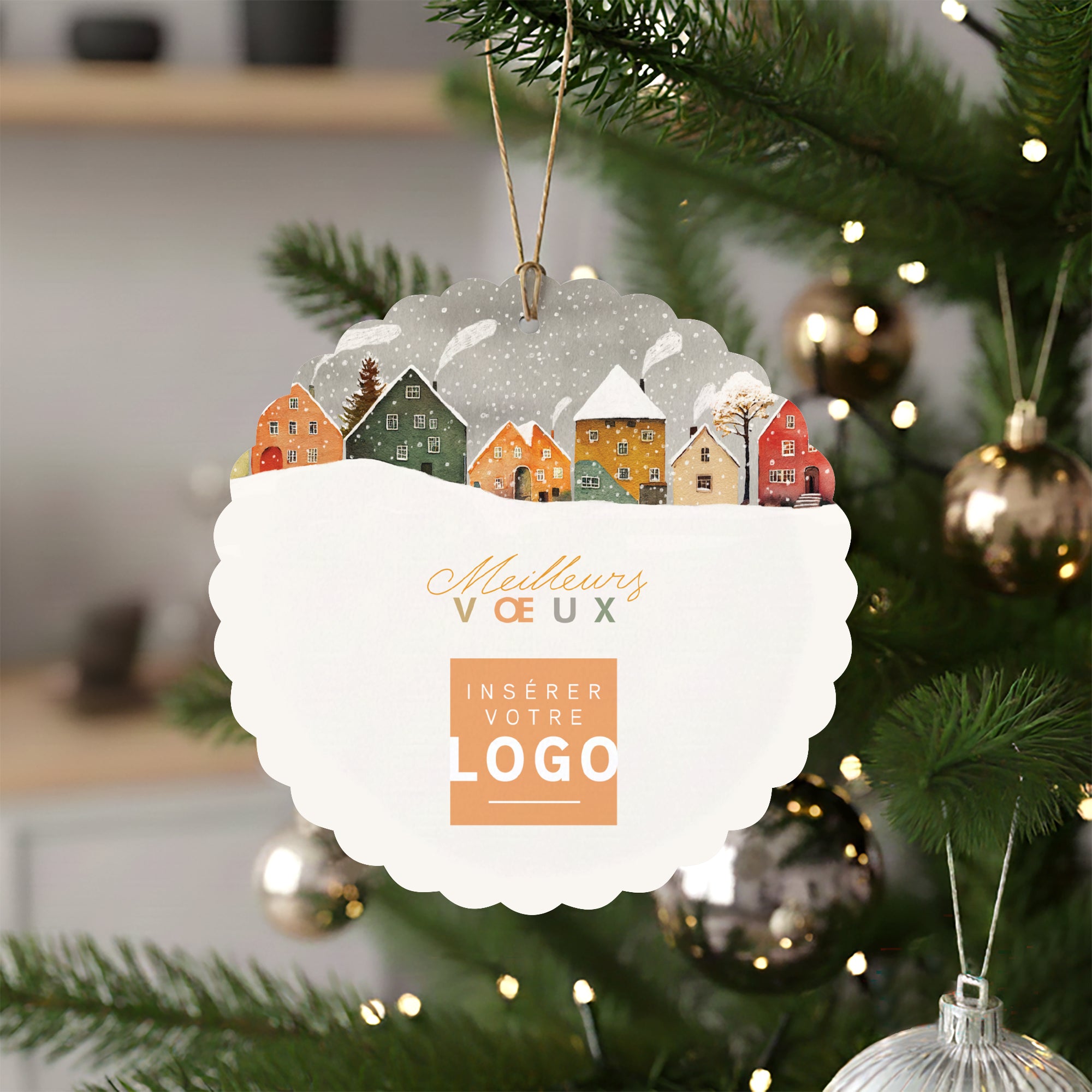 Neigeville | Vœux professionnels • Boule de Noël papier • Ronde photo N° 4