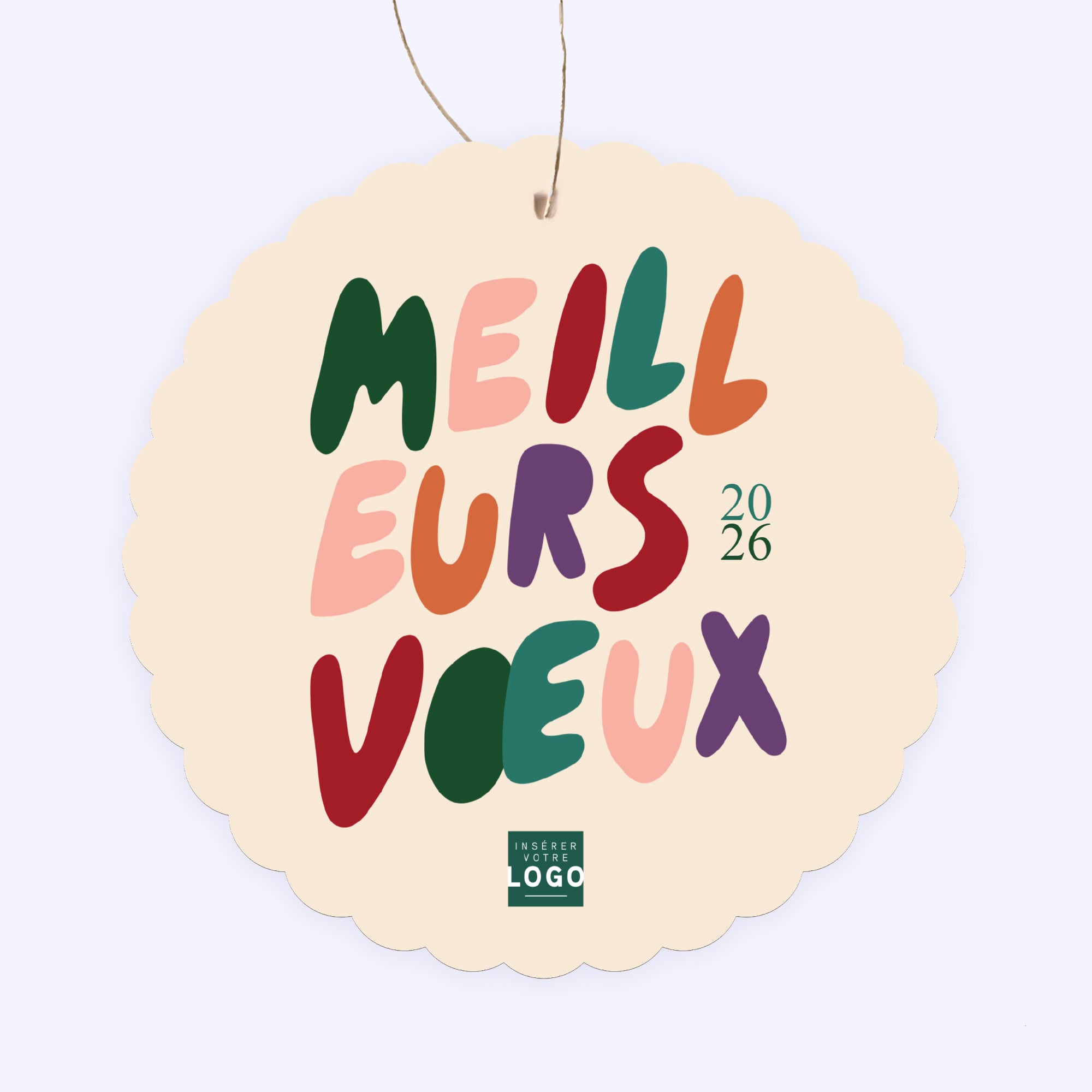 Lettres & Couleurs | Vœux professionnels • Boule de Noël papier • Ronde photo N° 1