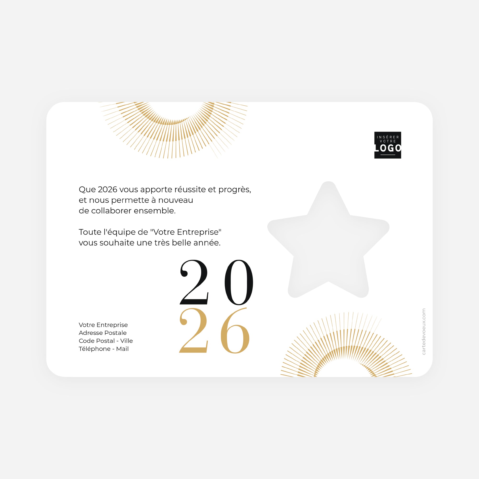 Lignes d’Excellence | Vœux professionnels • Carte de voeux dorure • Horizontal étoile photo N° 2