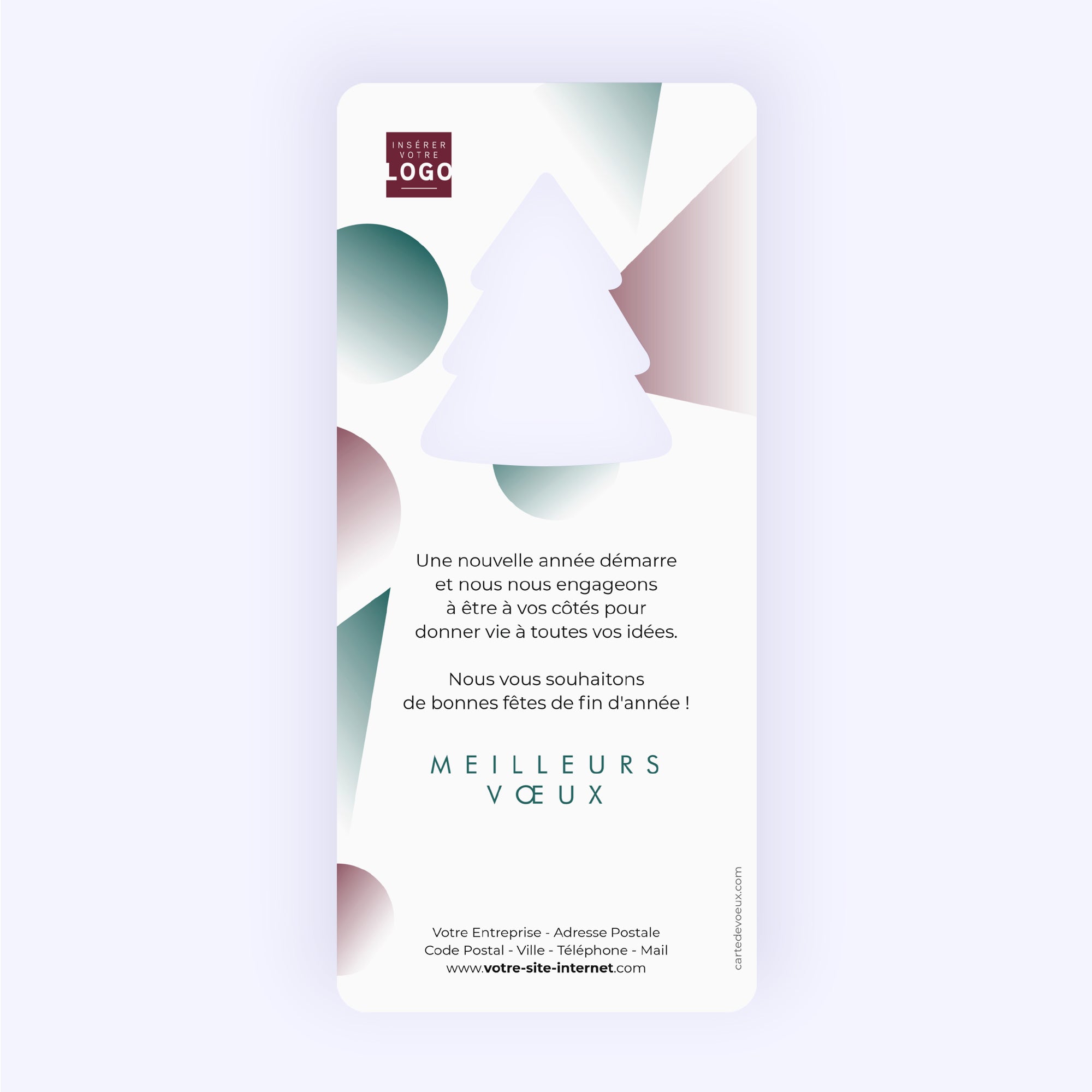 Millésime en Formes | Vœux professionnels • Carte de voeux • Vertical sapin photo N° 2