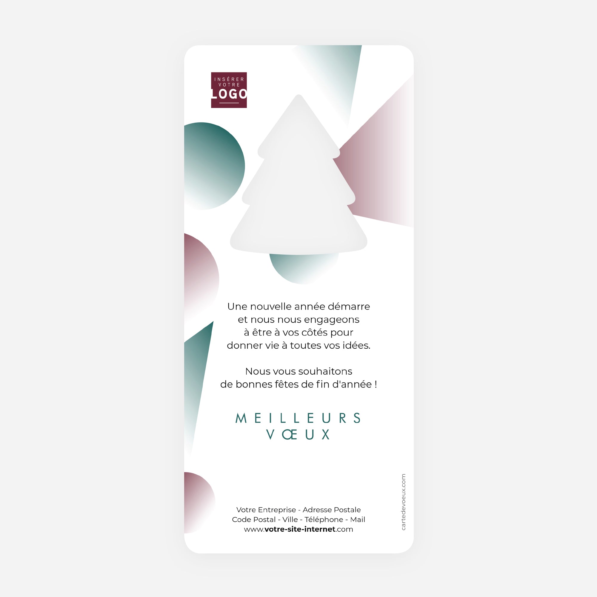 Millésime en Formes | Vœux professionnels • Carte de voeux • Vertical sapin photo N° 2