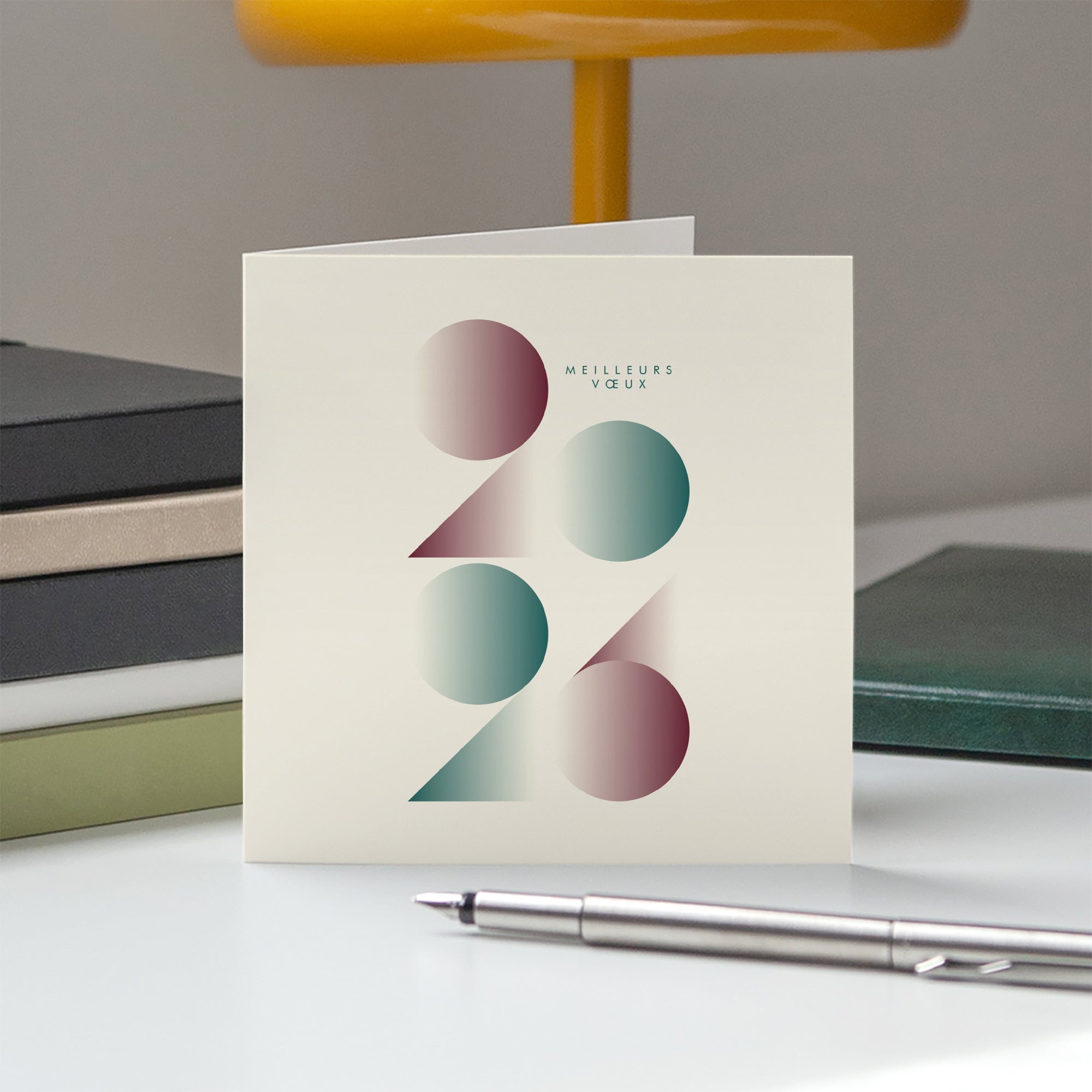 Millésime en Formes | Vœux professionnels • Carte de voeux • Carré double photo N° 5