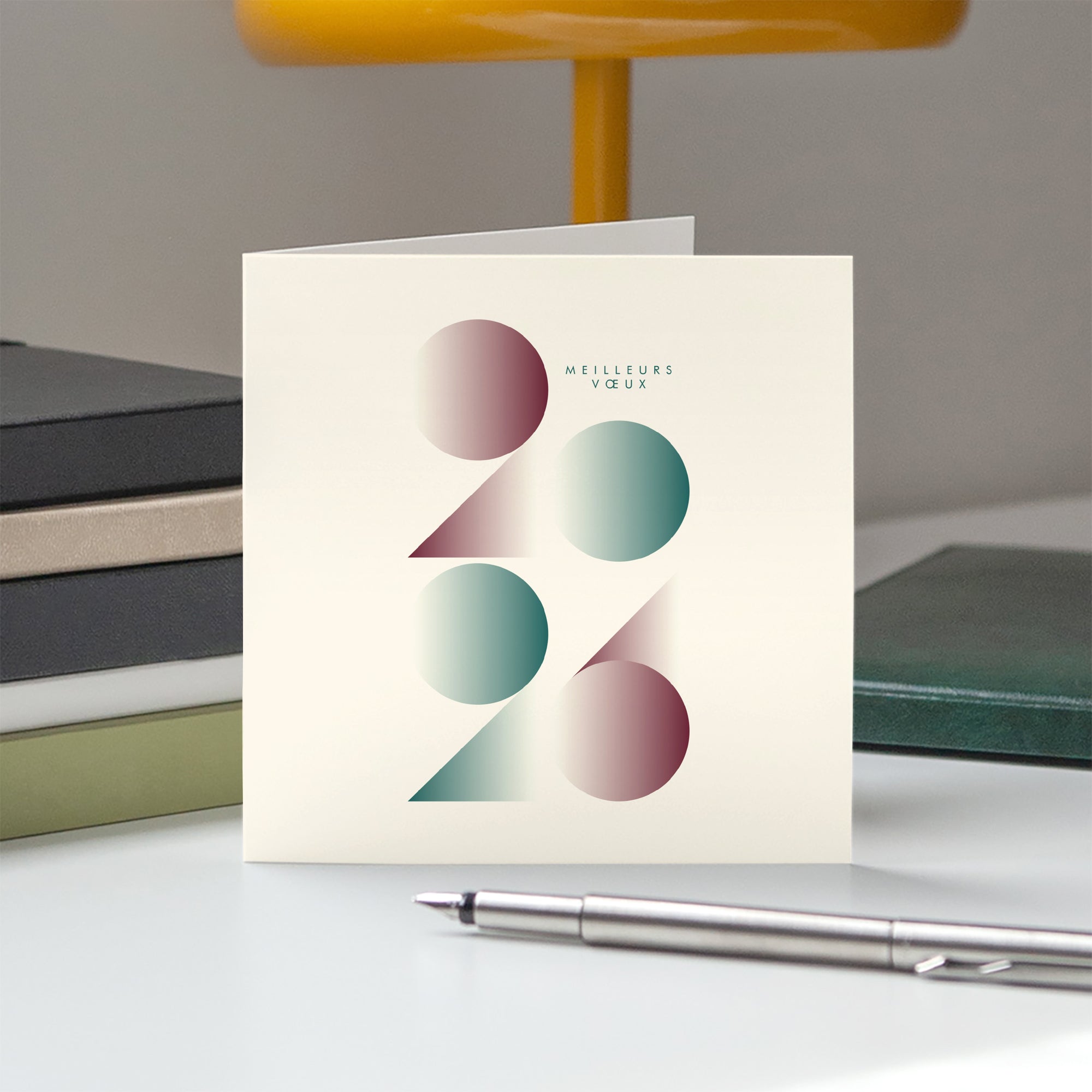 Millésime en Formes | Vœux professionnels • Carte de voeux • Carré double photo N° 5