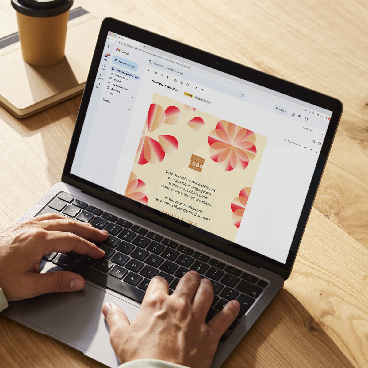Géométrie Florale | Vœux professionnels • Carte virtuelle • eCard Image photo N° 3