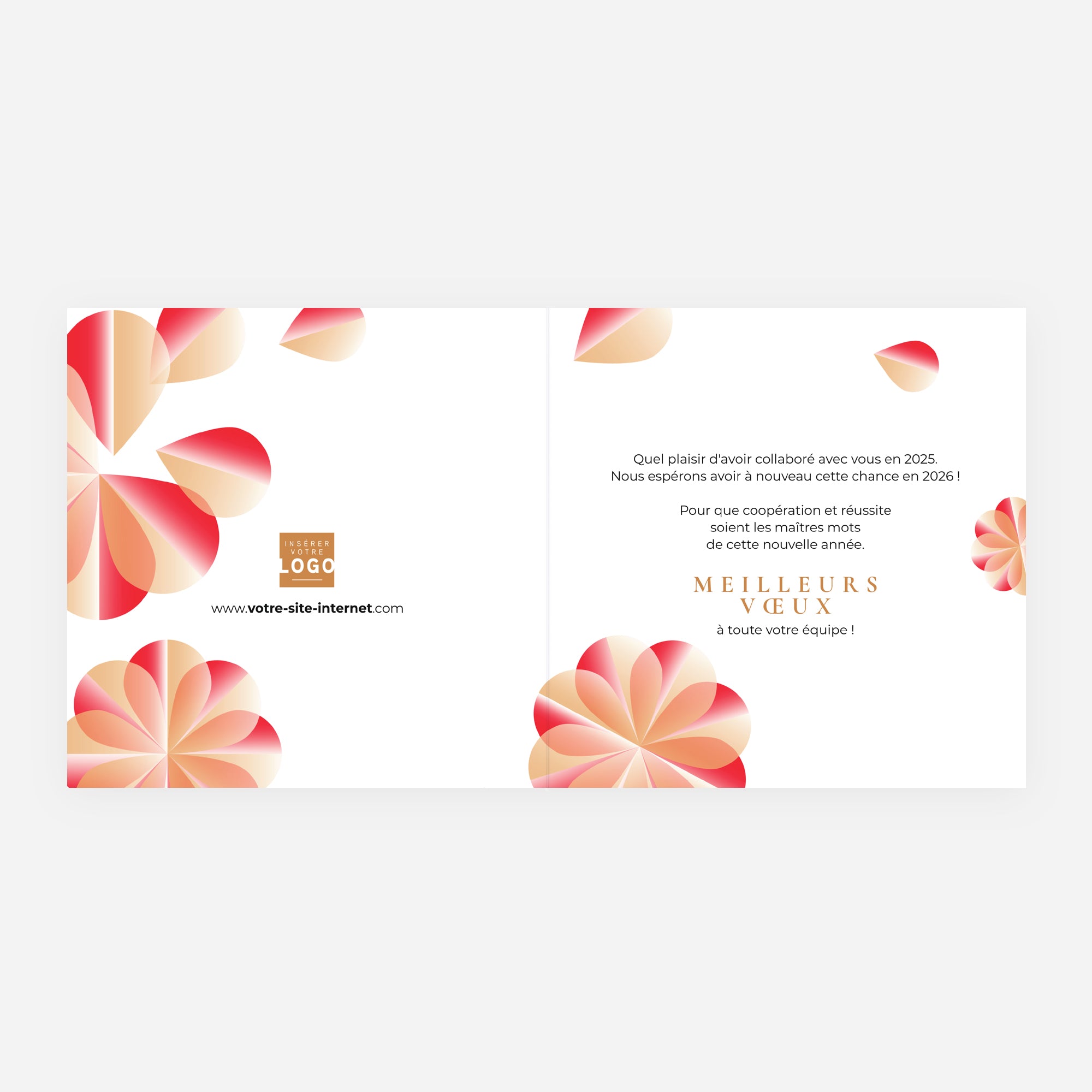 Géométrie Florale | Vœux professionnels • Carte de voeux • Carré double photo N° 2