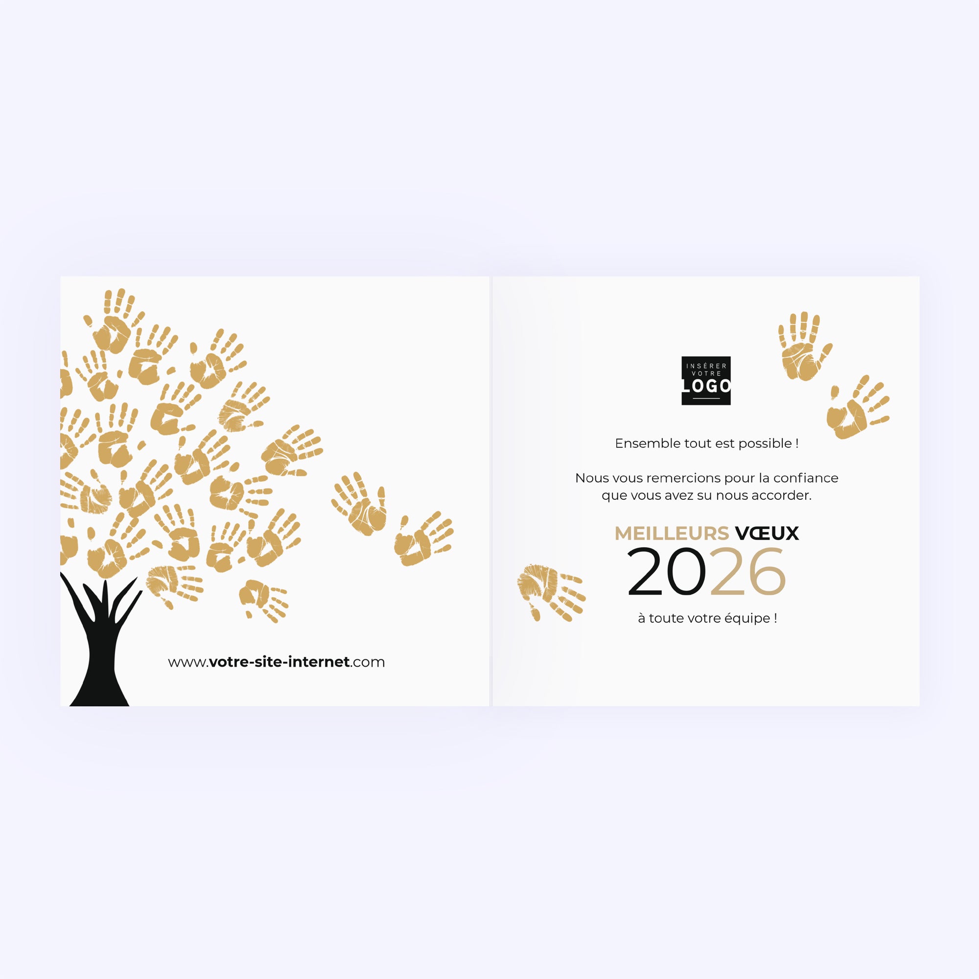 L’Arbre des Liens | Vœux professionnels • Carte de voeux dorure • Carré double photo N° 2