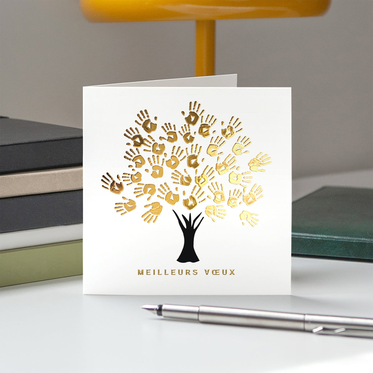L’Arbre des Liens | Vœux professionnels • Carte de voeux dorure • Carrée pliable photo N° 5