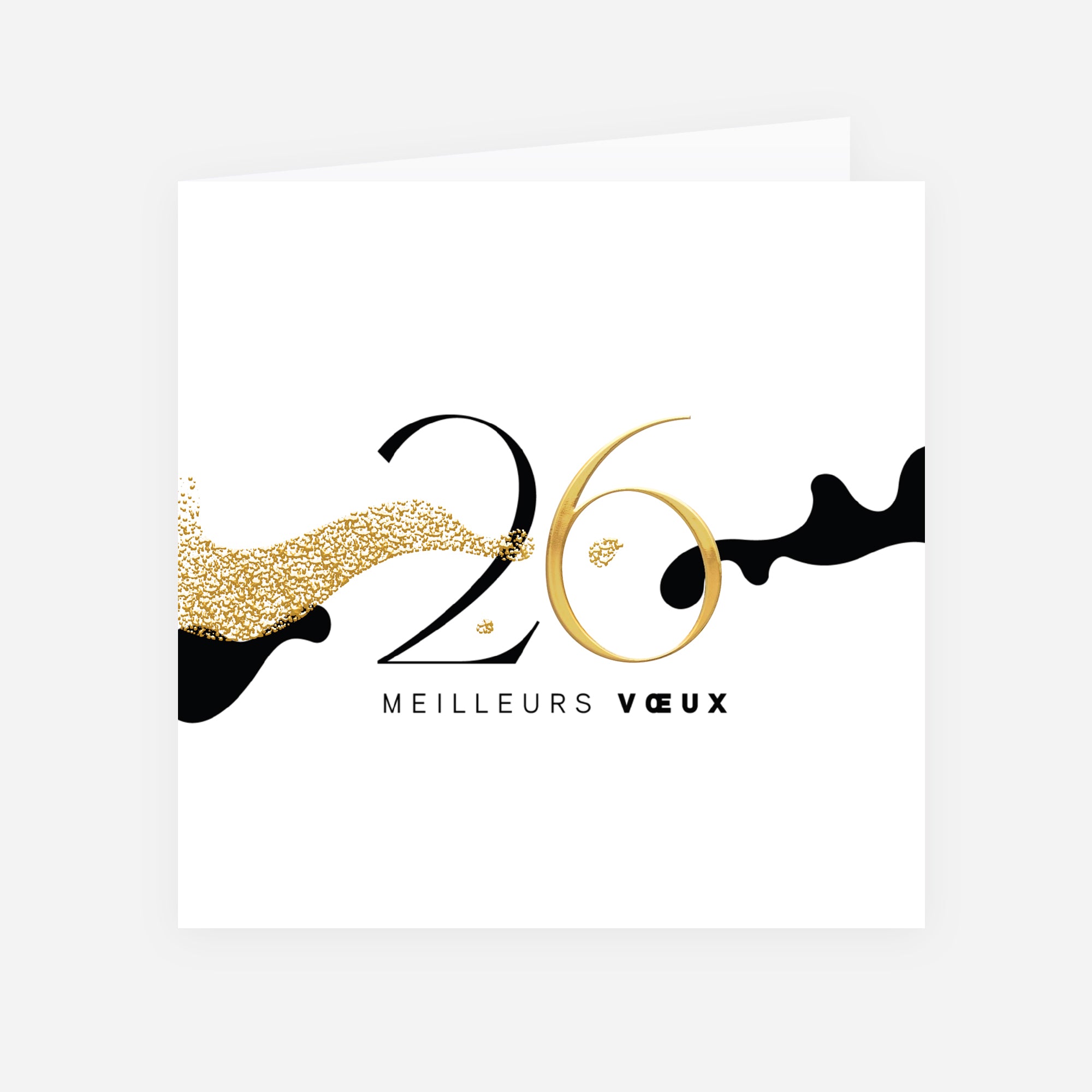 Brillance Structurée | Vœux professionnels • Carte de voeux dorure • Carré double photo N° 1