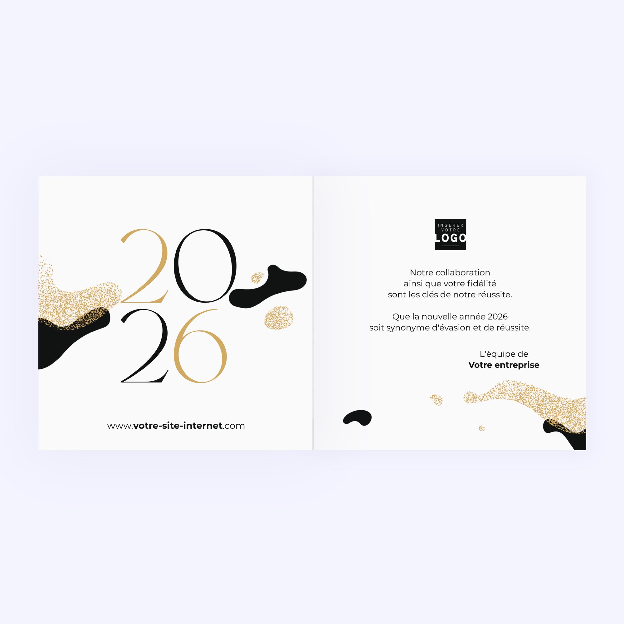 Brillance Structurée | Vœux professionnels • Carte de voeux dorure • Carré double photo N° 2