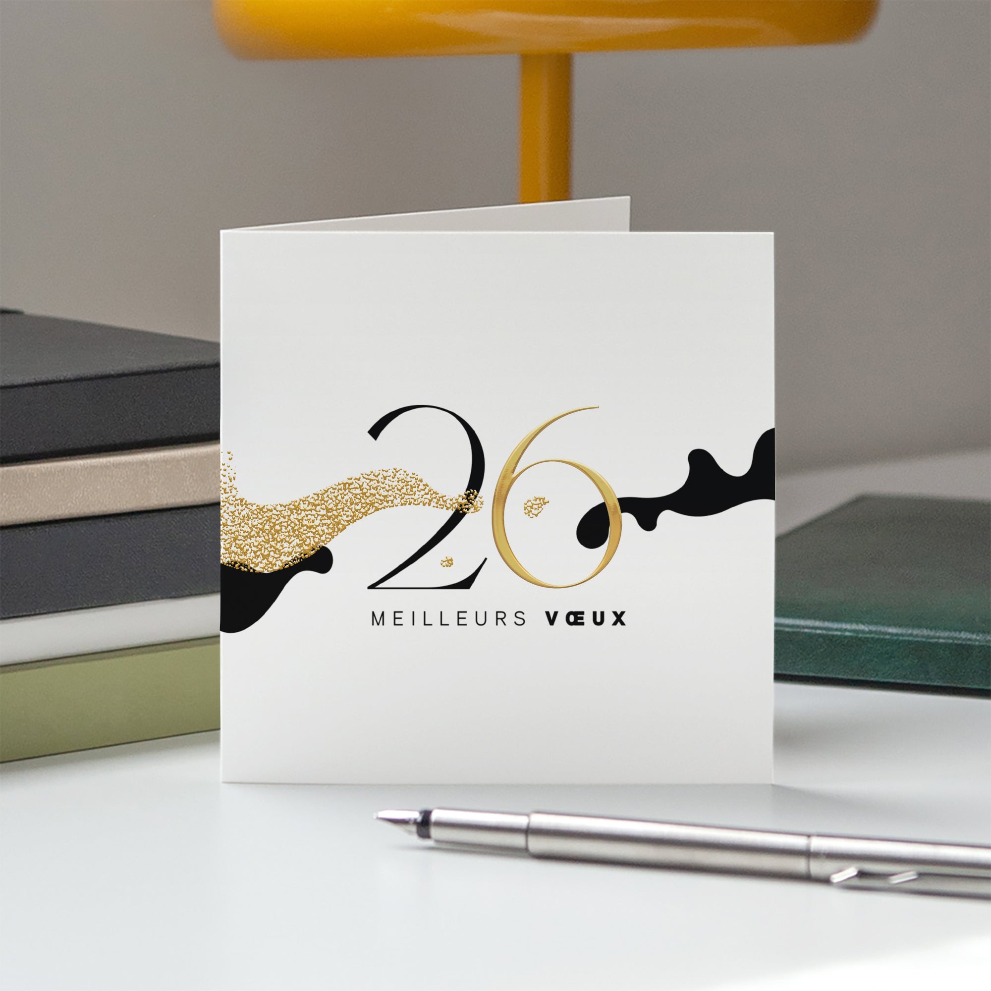 Brillance Structurée | Vœux professionnels • Carte de voeux dorure • Carré double photo N° 5