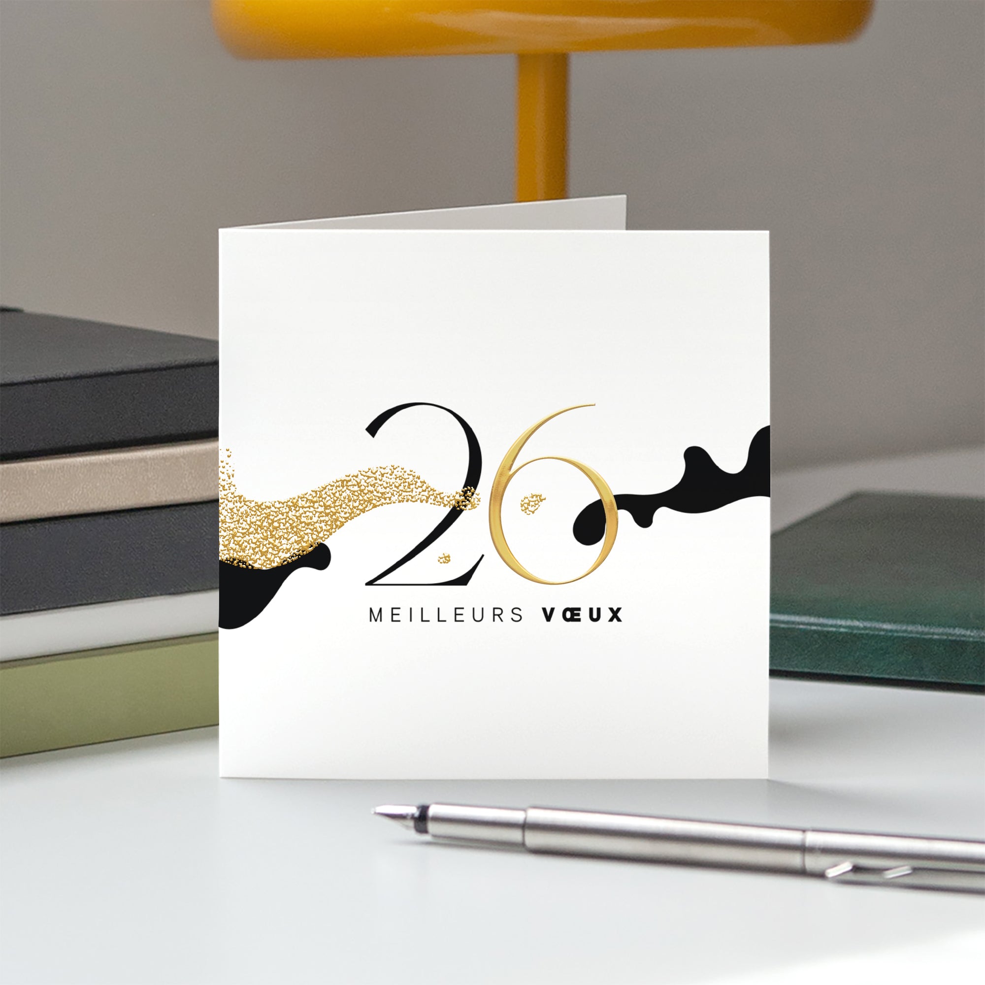 Brillance Structurée | Vœux professionnels • Carte de voeux dorure • Carré double photo N° 5