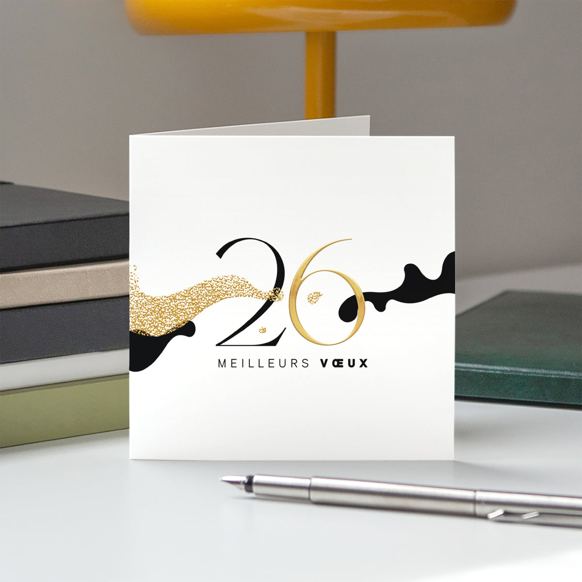 Brillance Structurée | Vœux professionnels • Carte de voeux dorure • Carré double photo N° 5