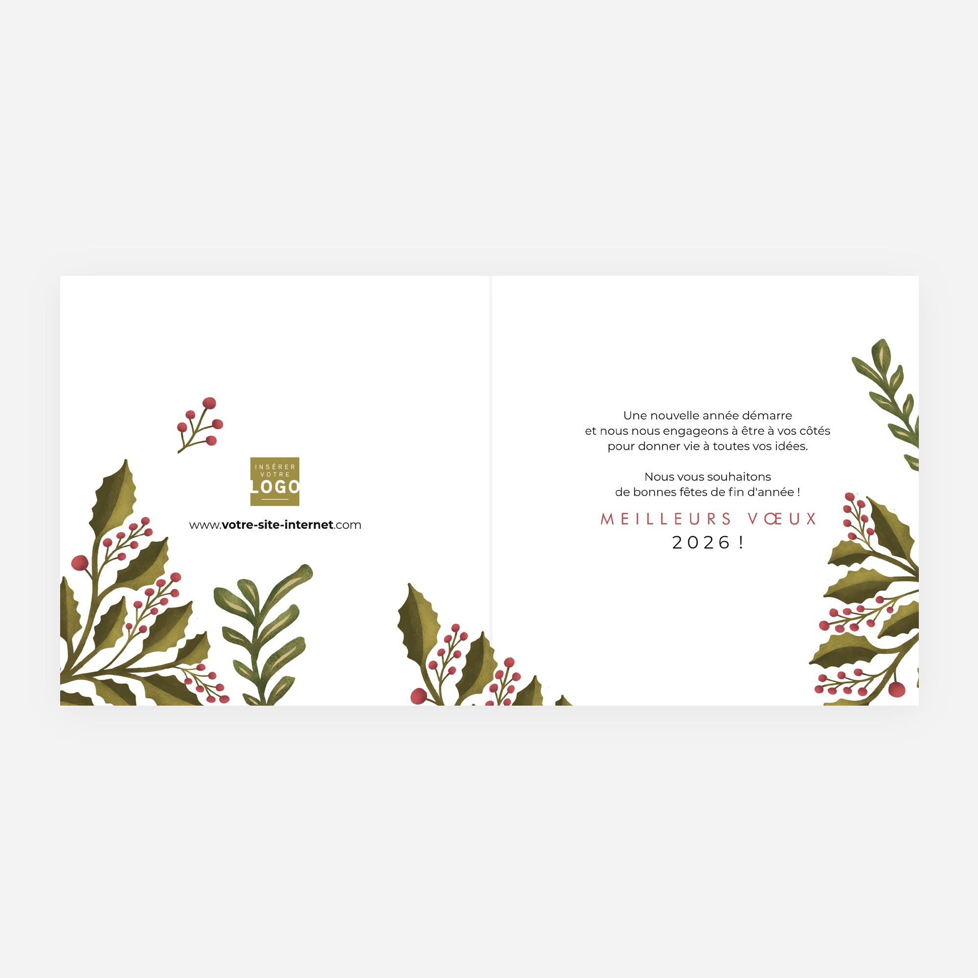 Sapin de Houx | Vœux professionnels • Carte de voeux • Carré double photo N° 2
