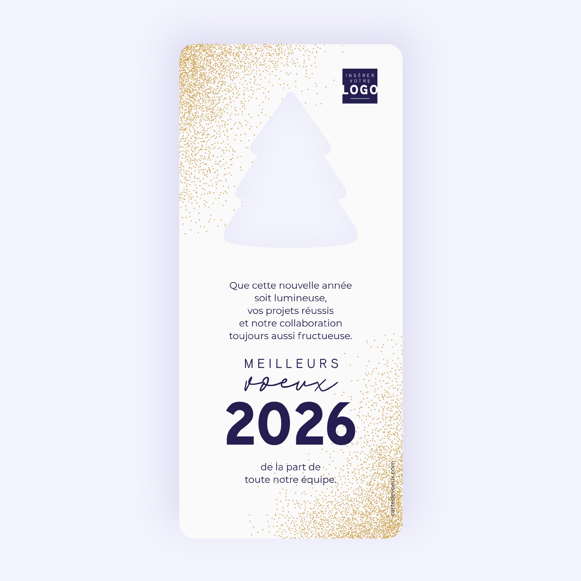 Paillettes d’Or 2026 | Vœux professionnels • Carte de voeux dorure • Vertical sapin photo N° 2