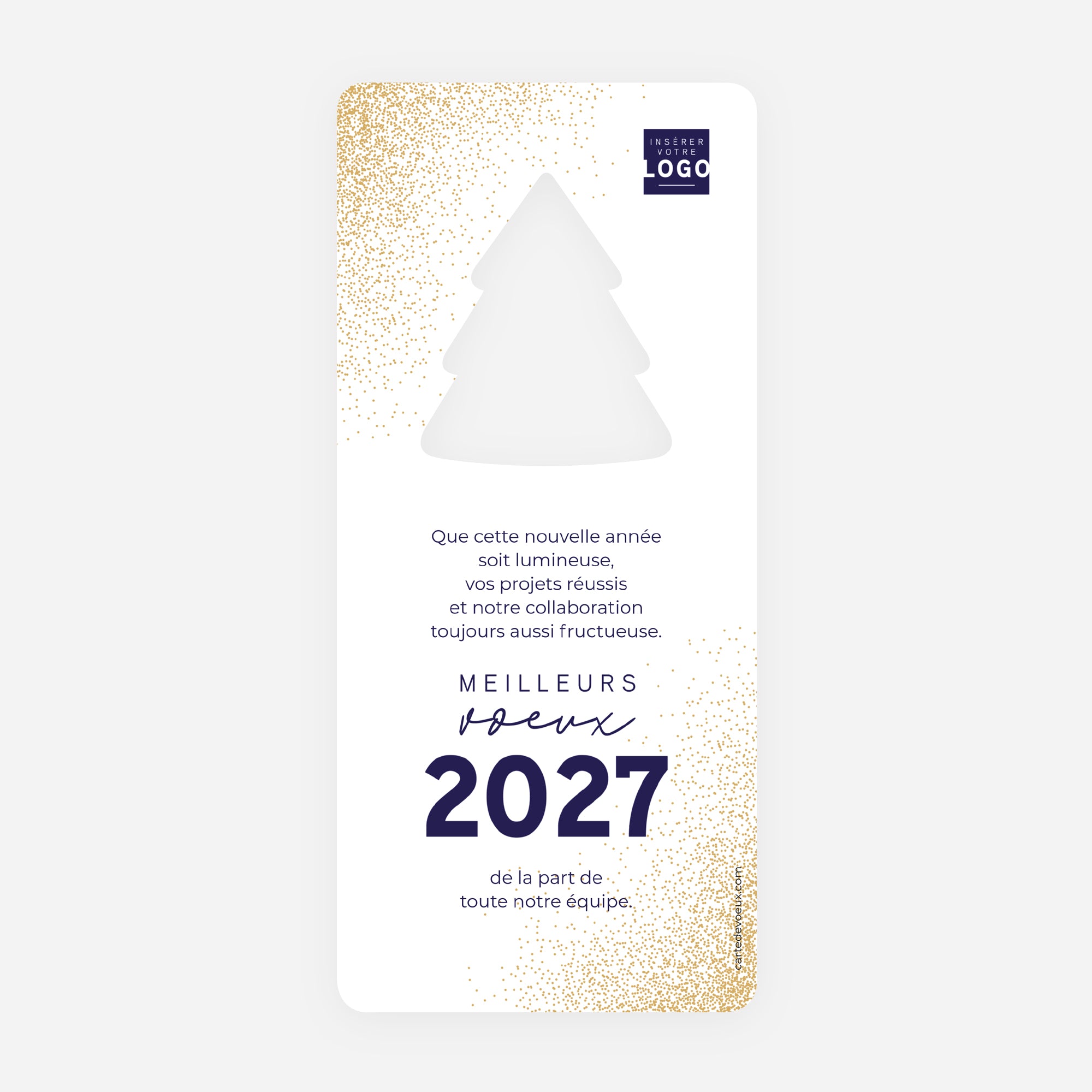 Paillettes d’Or 2027 | Vœux professionnels • Carte de voeux dorure • Vertical sapin photo N° 2