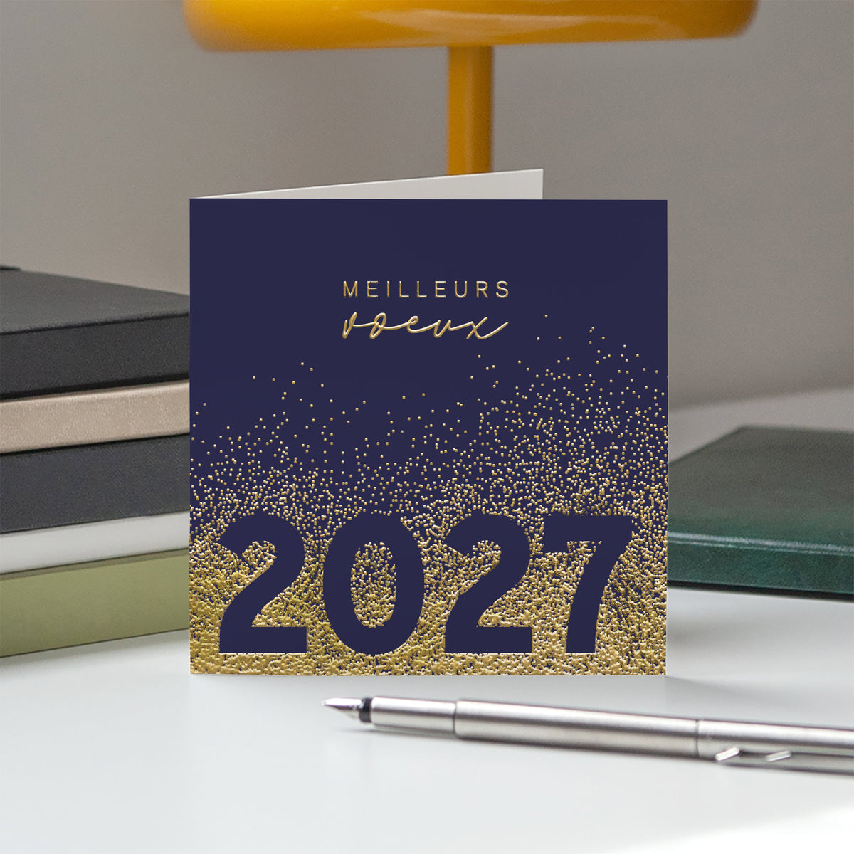 Paillettes d’Or 2027 | Vœux professionnels • Carte de voeux dorure • Carrée pliable photo N° 5