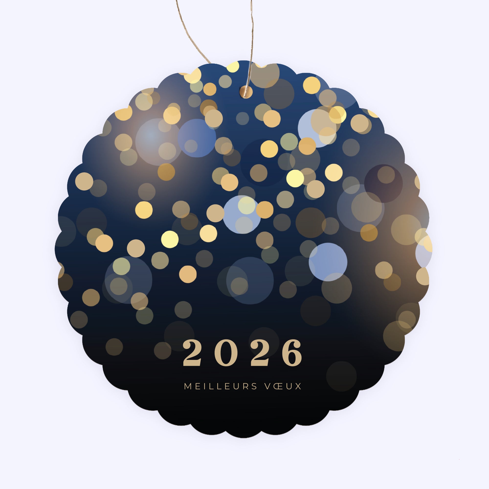 Prestige en Or | Vœux professionnels • Boule de Noël papier • Ronde photo N° 1