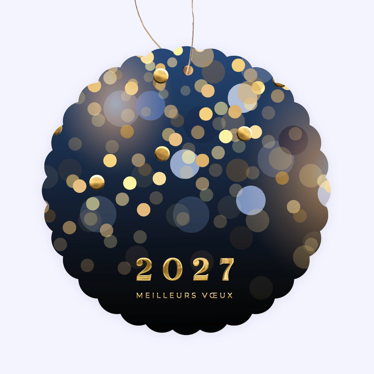 Prestige en Or | Vœux professionnels • Boule de Noël papier • Ronde à accrocher photo N° 1