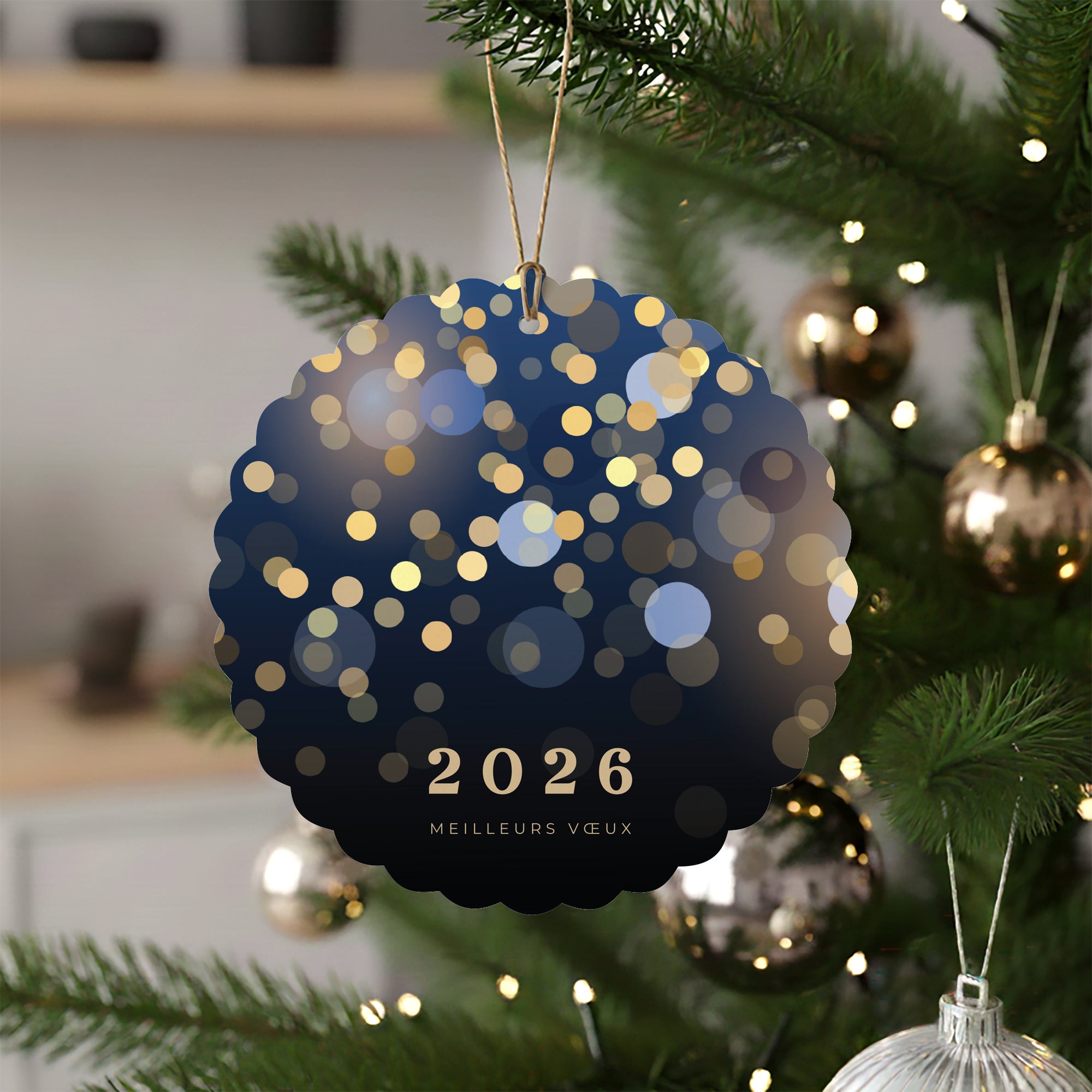 Prestige en Or | Vœux professionnels • Boule de Noël papier • Ronde photo N° 4