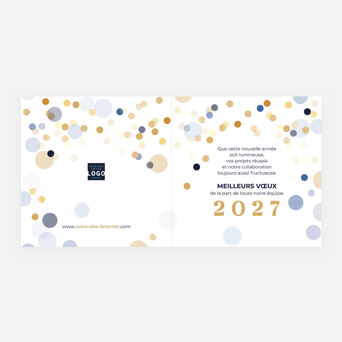 Prestige en Or | Vœux professionnels • Carte de voeux dorure • Carrée pliable photo N° 2