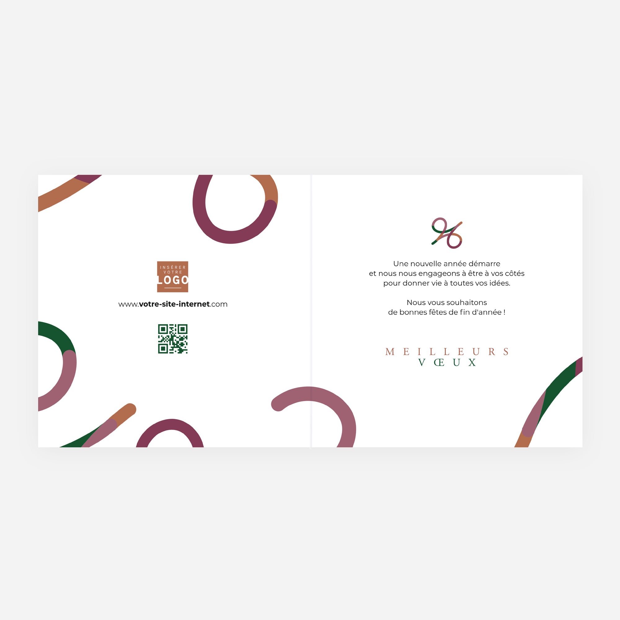 Courbe Continue | Vœux professionnels • Carte de voeux • Carré double photo N° 2