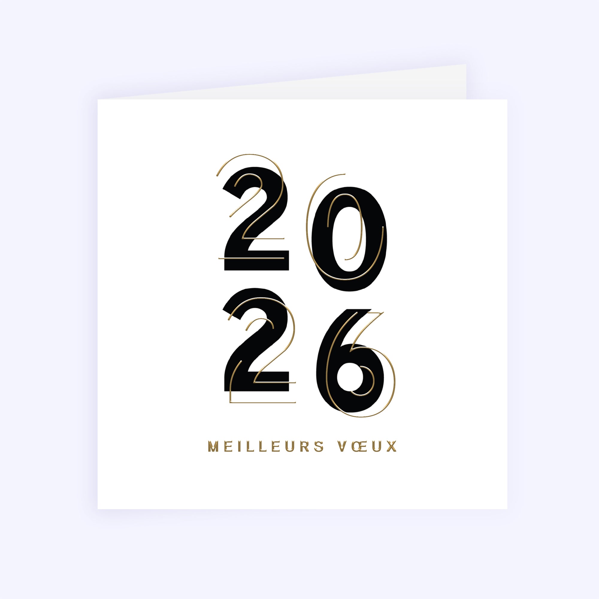 2026 en lumière | Vœux professionnels • Carte de voeux dorure • Carré double photo N° 1