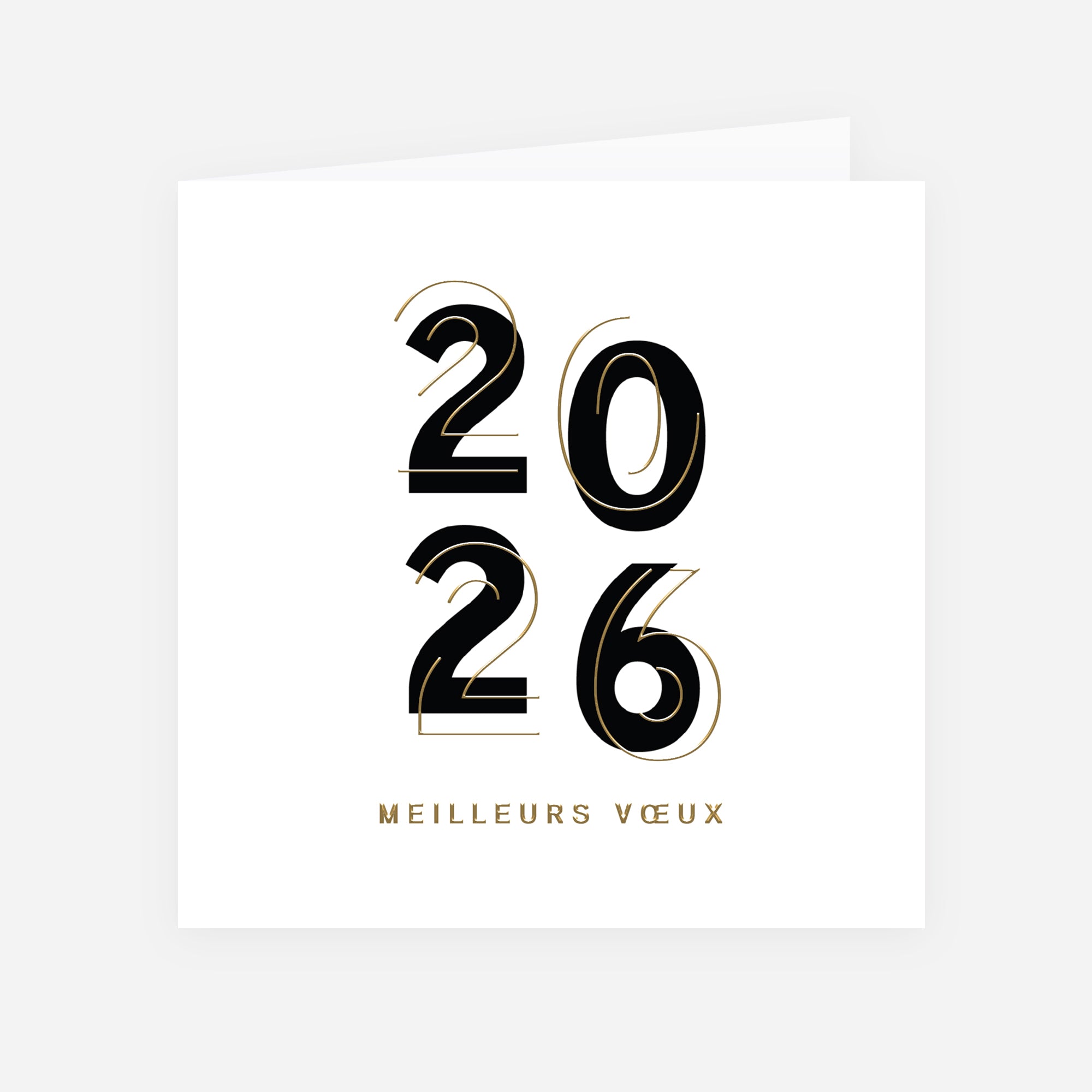 2026 en lumière | Vœux professionnels • Carte de voeux dorure • Carré double photo N° 1