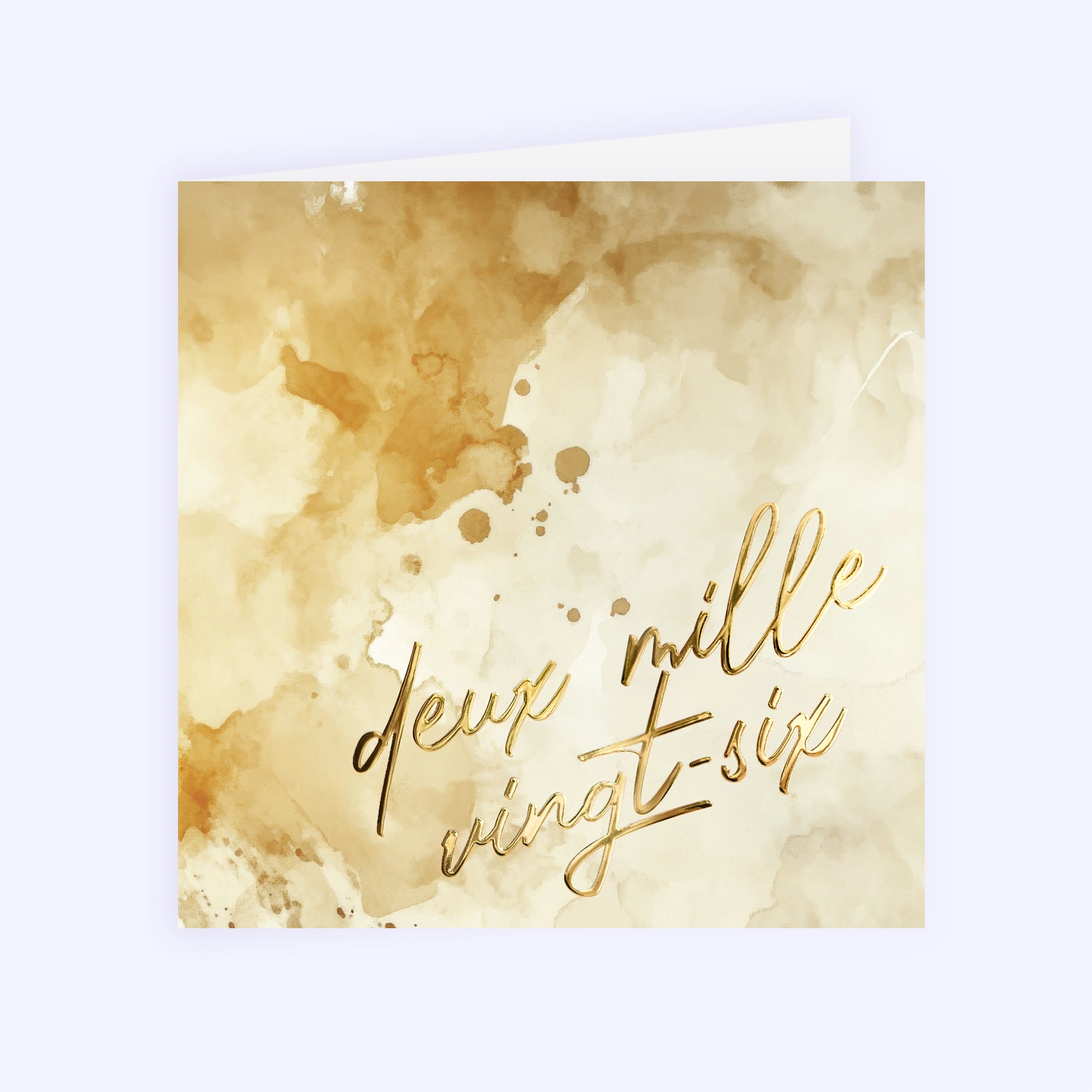 Aquarelle & dorure | Vœux professionnels • Carte de voeux dorure • Carré double photo N° 1
