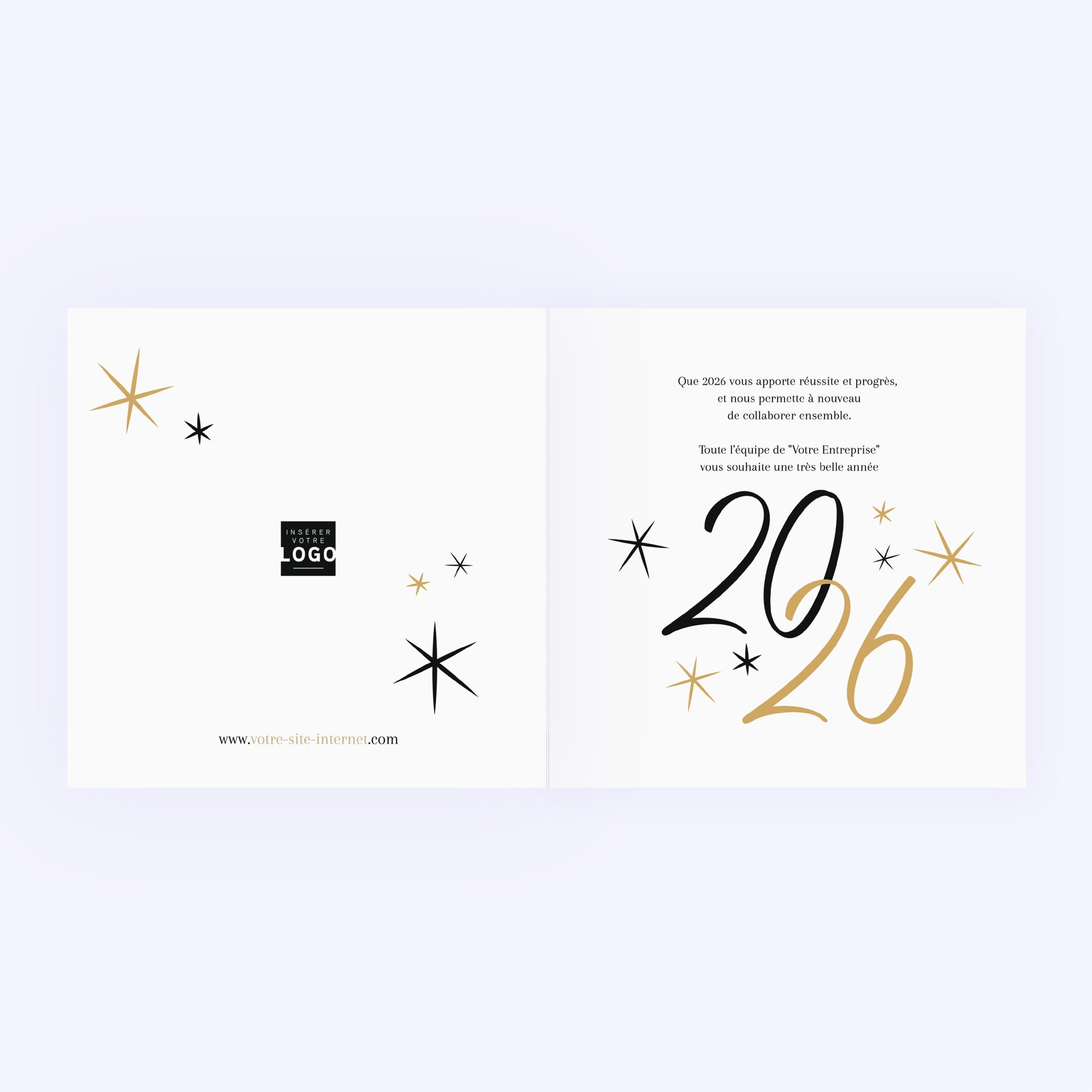 Vœux intemporels | Vœux professionnels • Carte de voeux dorure • Carré double photo N° 2